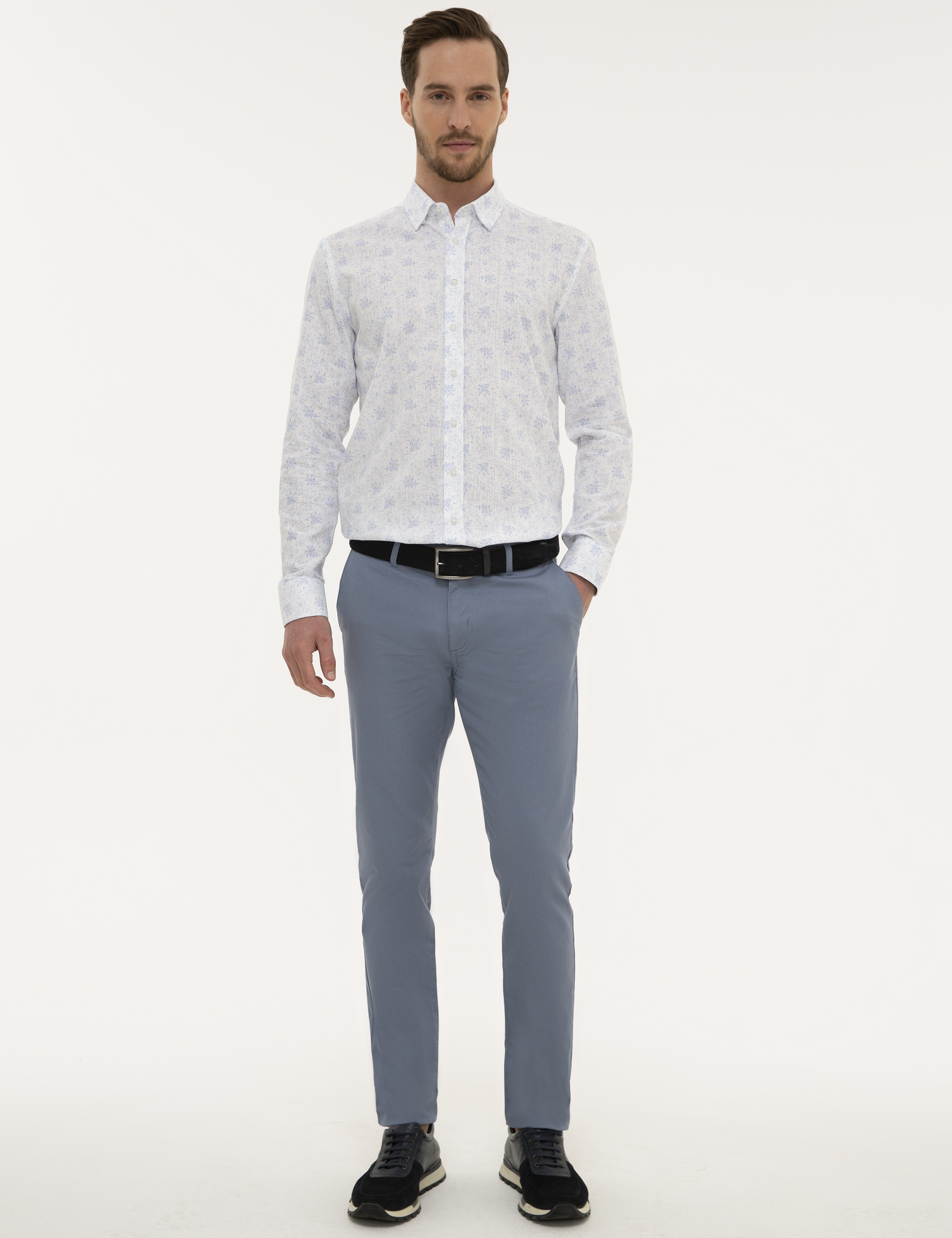 Beyaz Slim Fit Uzun Kollu Gömlek - Image 4