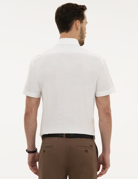 Beyaz Regular Fit Kısa Kollu Gömlek - 50223806002