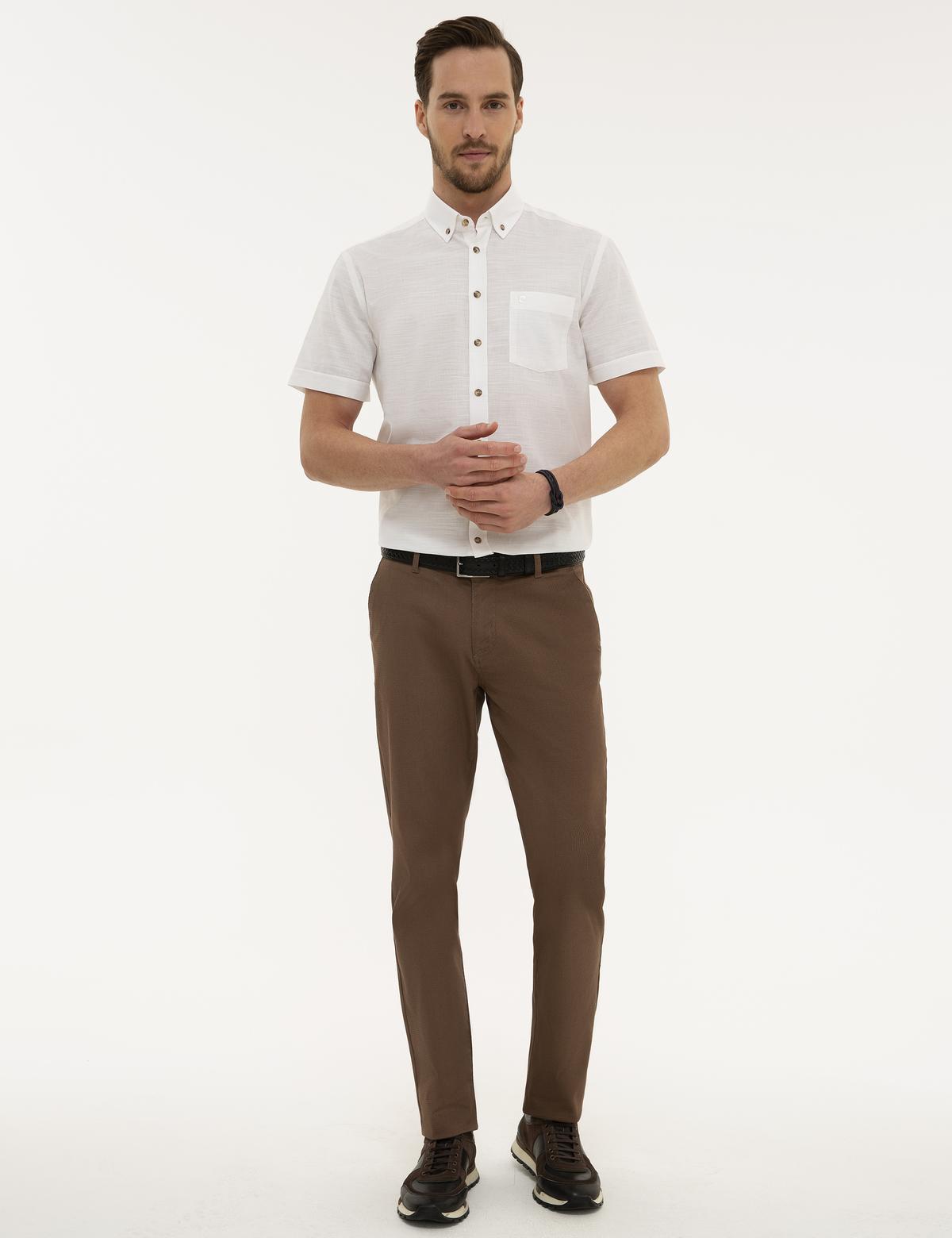 Beyaz Regular Fit Kısa Kollu Gömlek - 50223806002