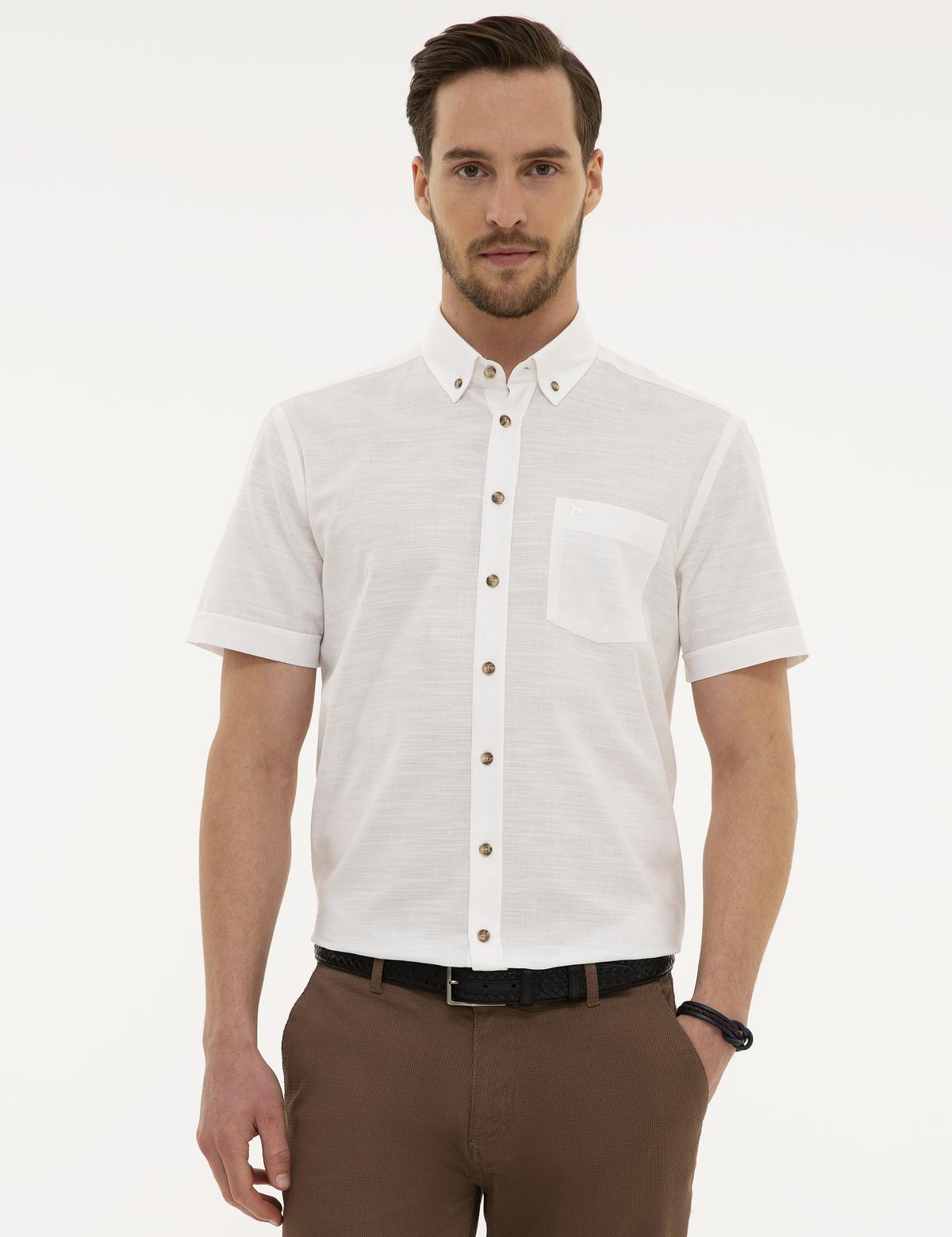 Beyaz Regular Fit Kısa Kollu Gömlek - 50223806002