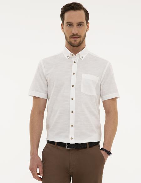 Beyaz Regular Fit Kısa Kollu Gömlek - 50223806002
