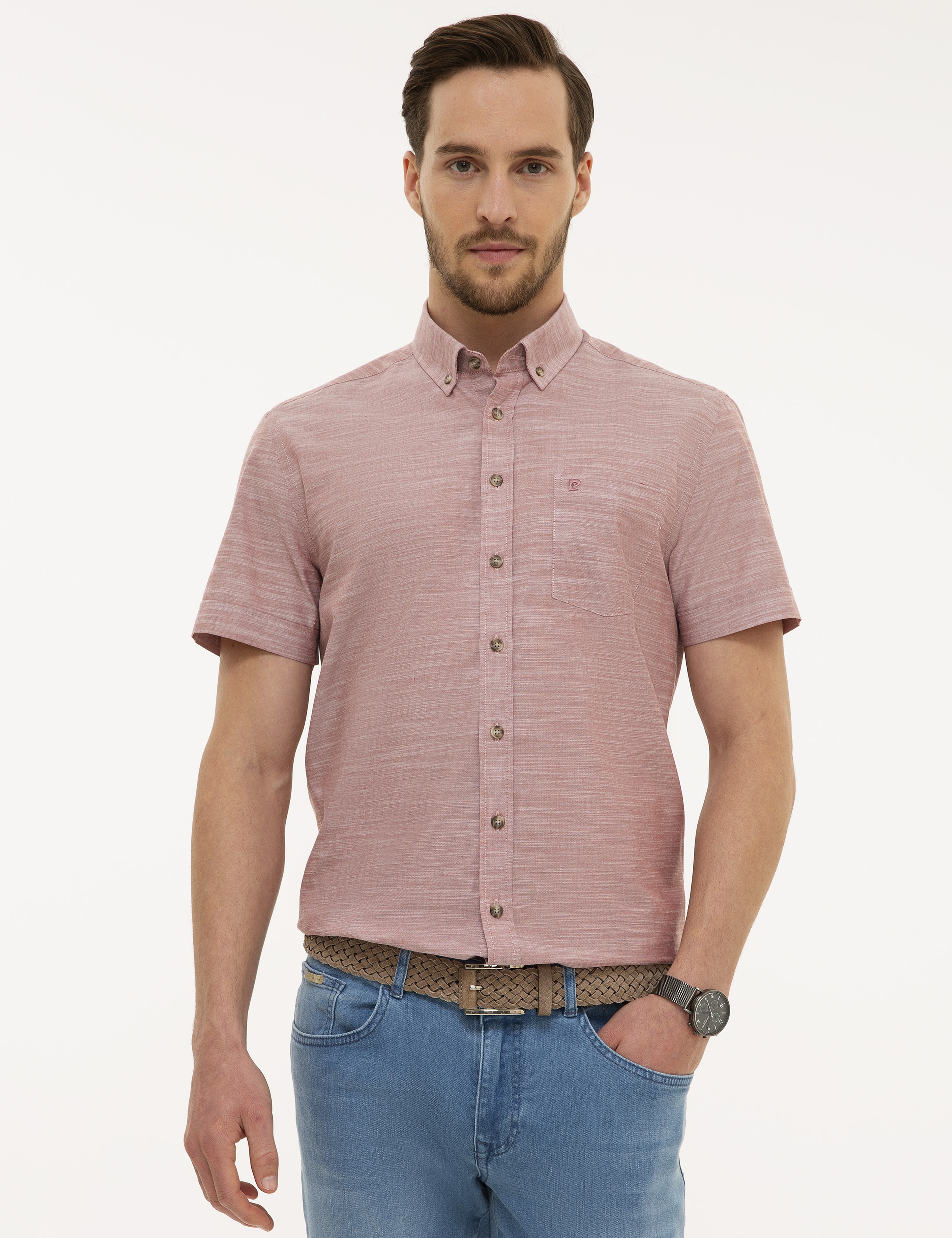 Kiremit Regular Fit Kısa Kollu Gömlek - Image 4