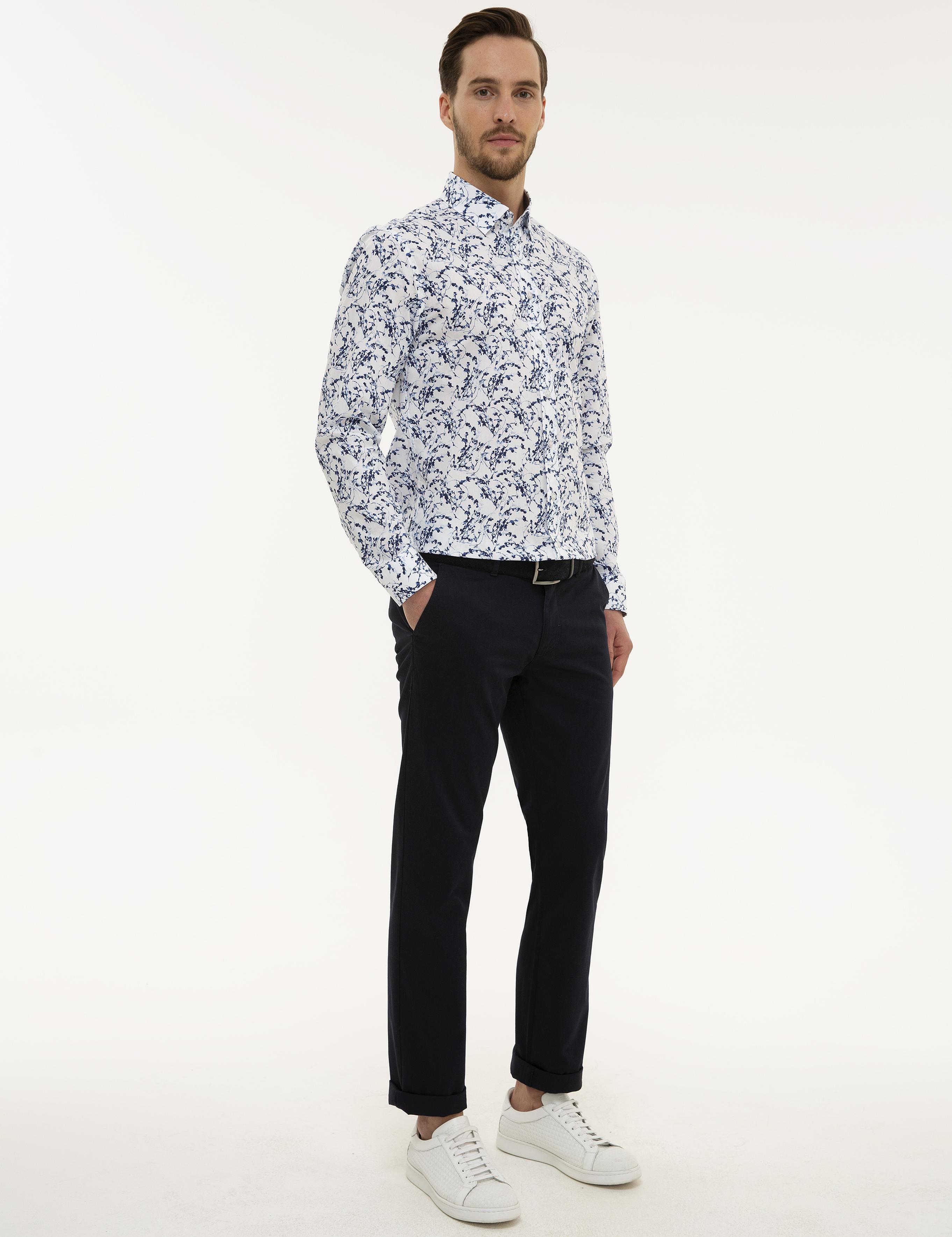 Lacivert Slim Fit Uzun Kollu Gömlek