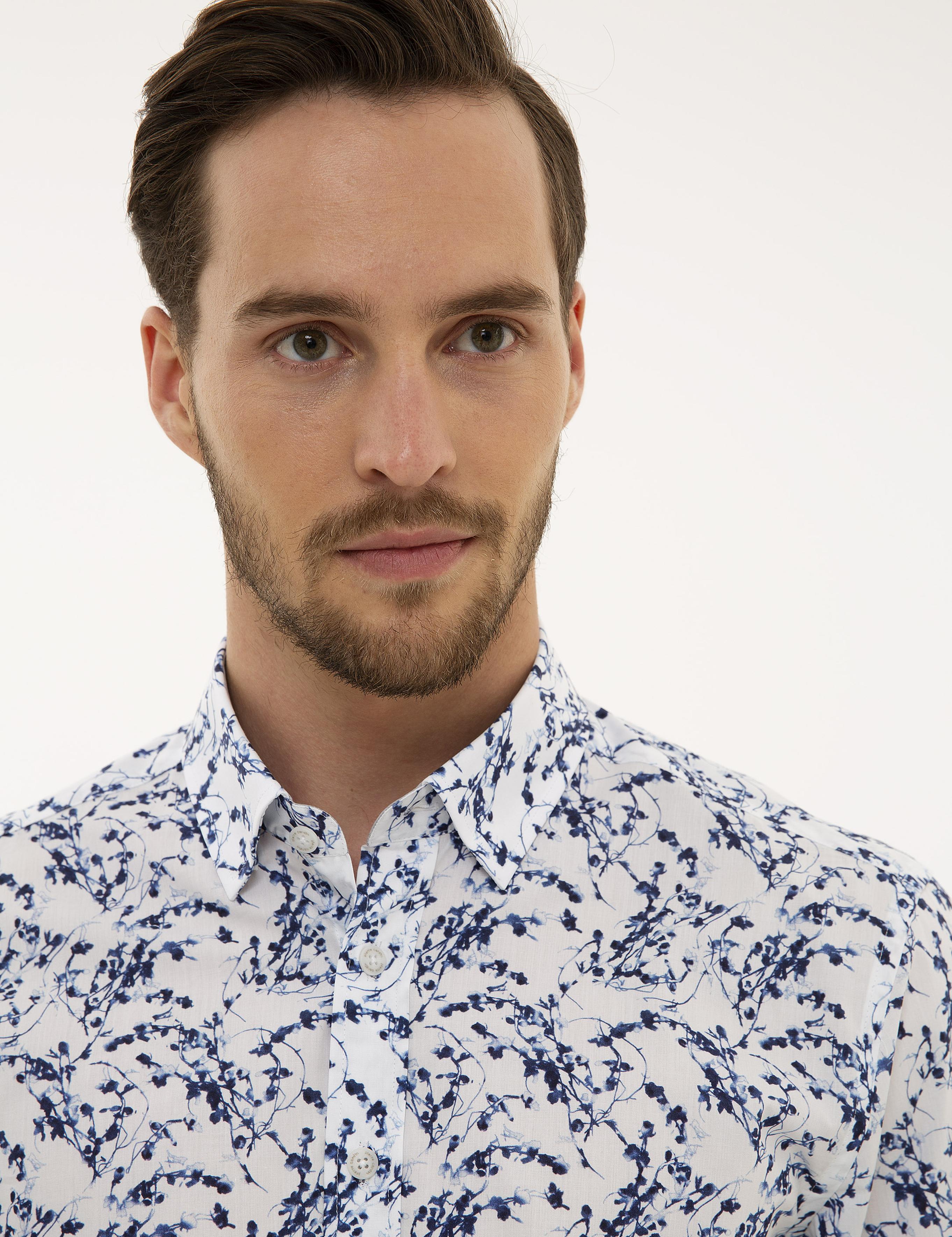 Lacivert Slim Fit Uzun Kollu Gömlek