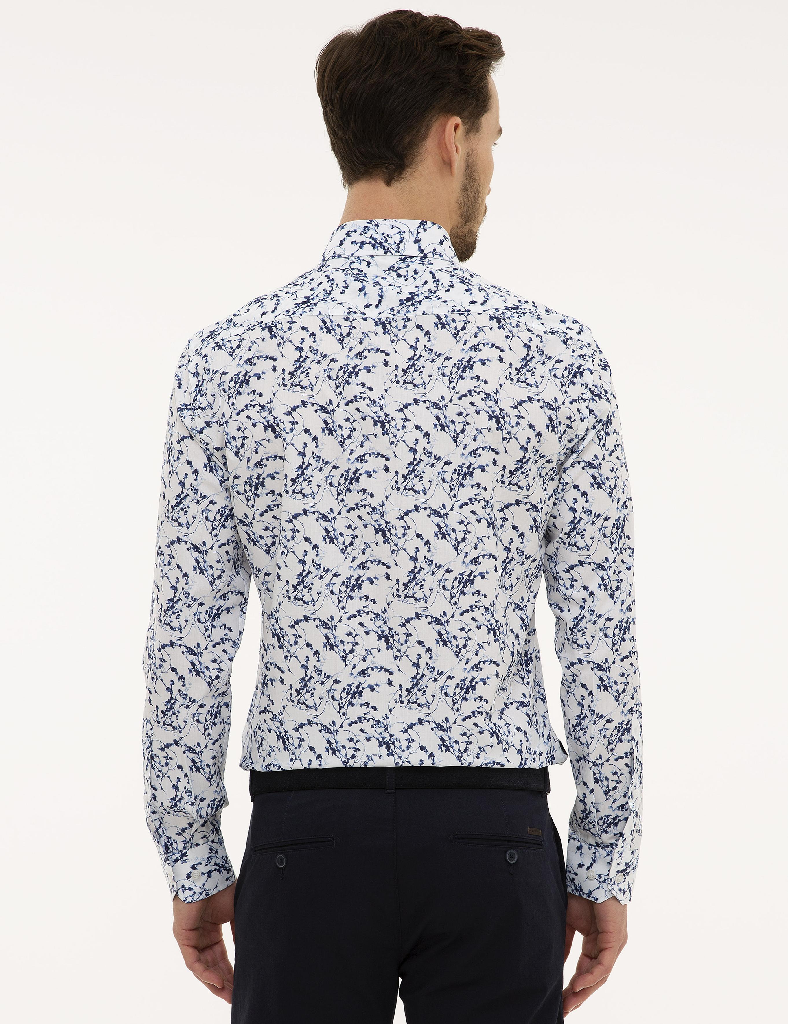 Lacivert Slim Fit Uzun Kollu Gömlek