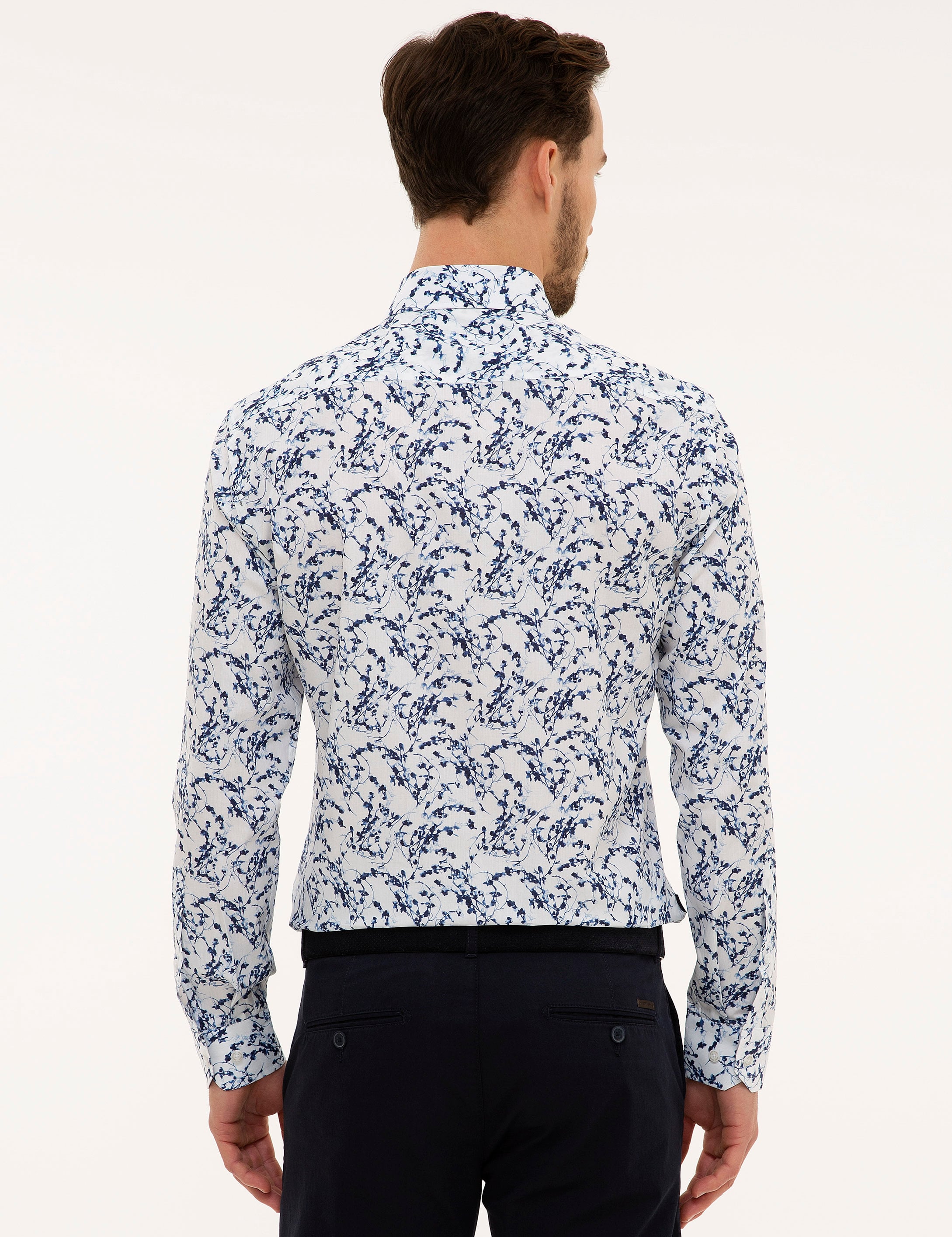 Lacivert Slim Fit Uzun Kollu Gömlek - Image 3