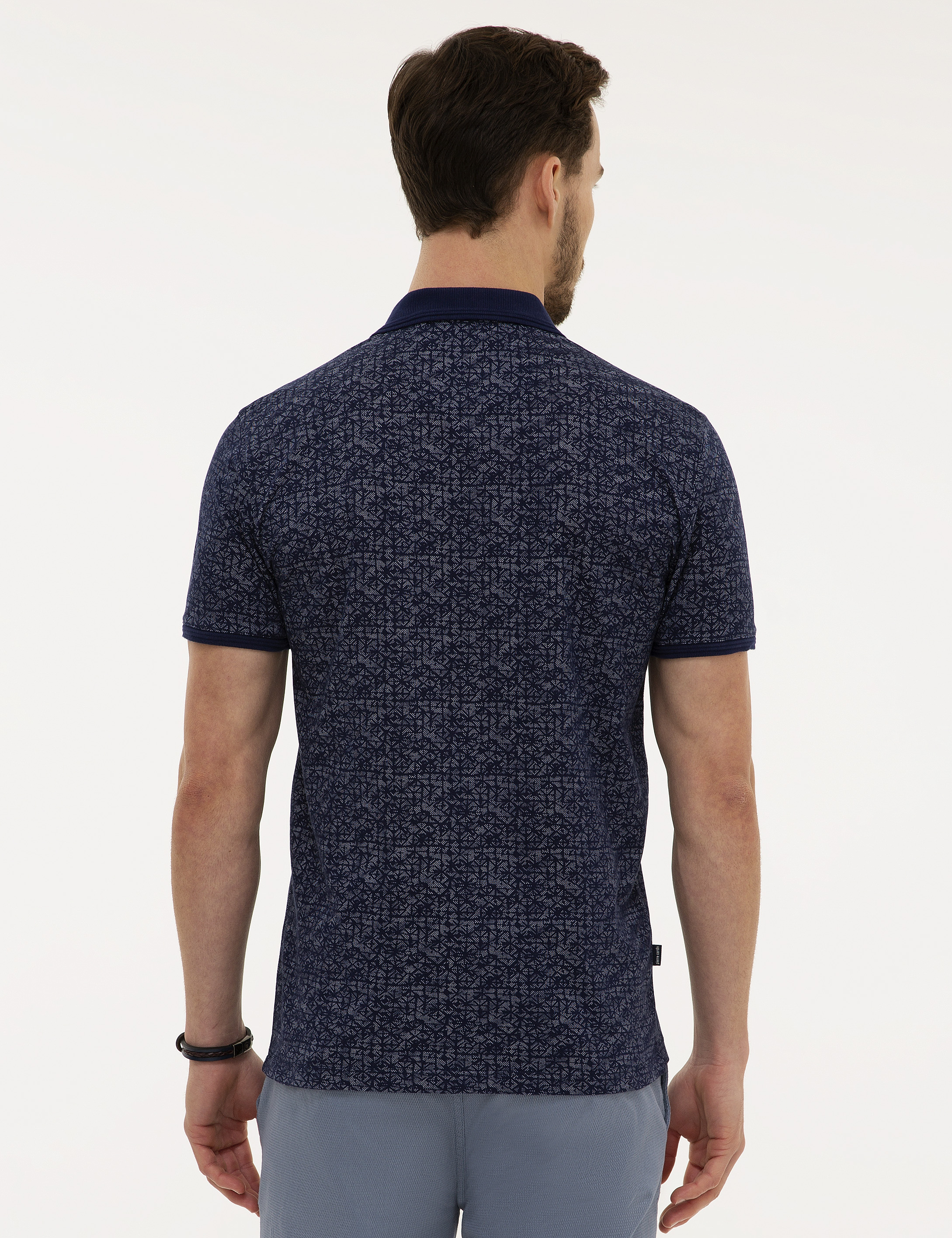 Lacivert Slim Fit Polo Yaka Tişört - Image 3
