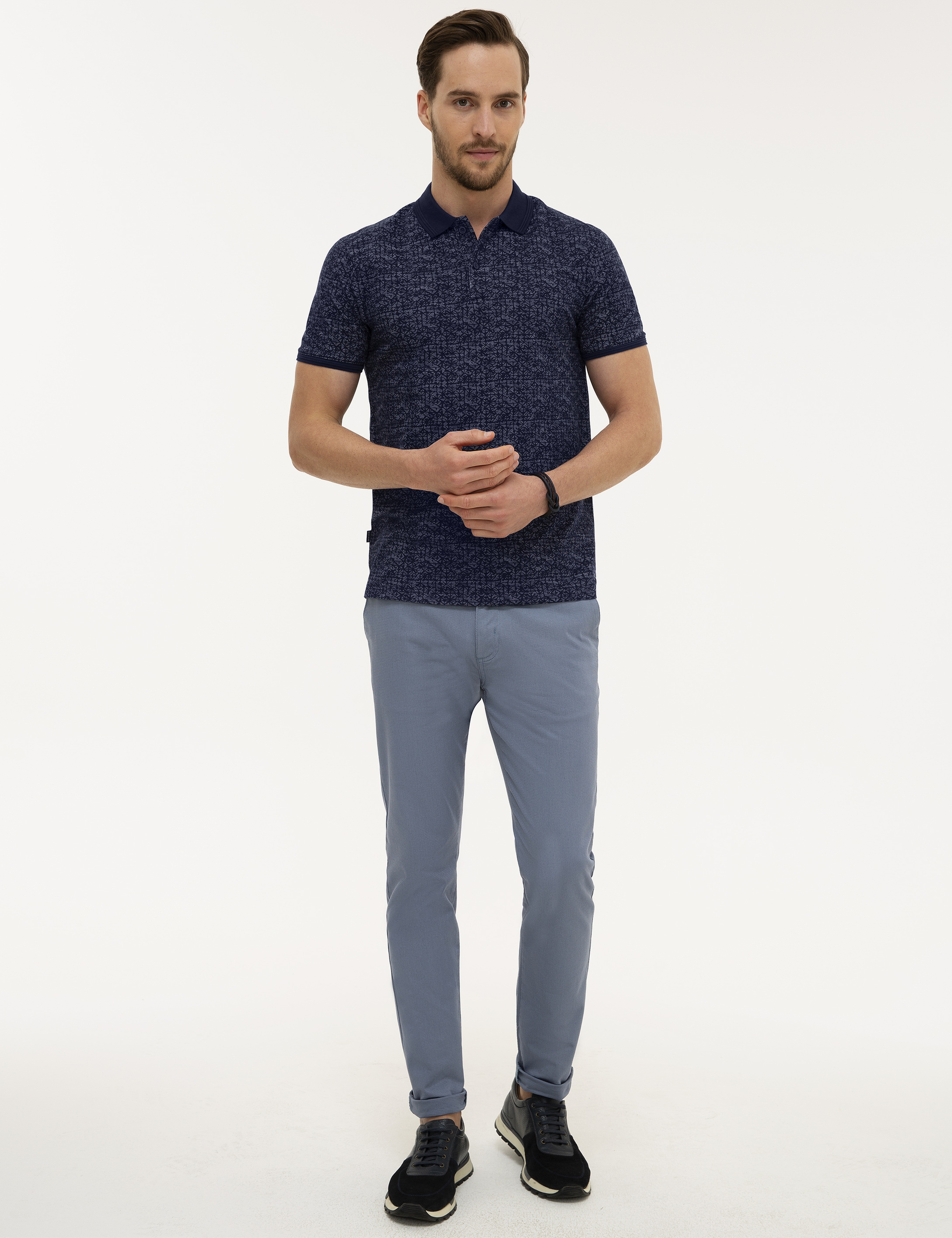 Lacivert Slim Fit Polo Yaka Tişört - Image 4