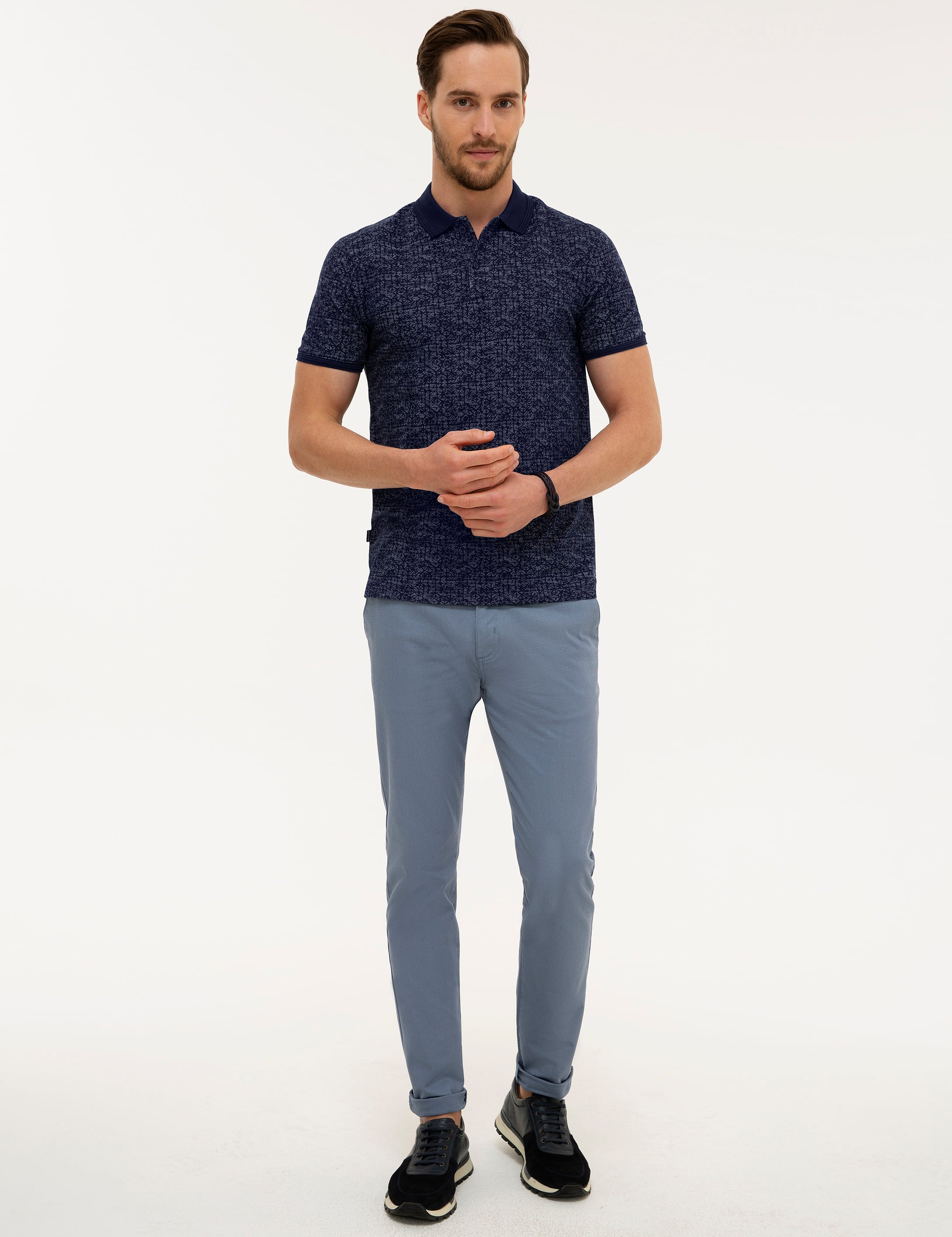 Lacivert Slim Fit Polo Yaka Tişört