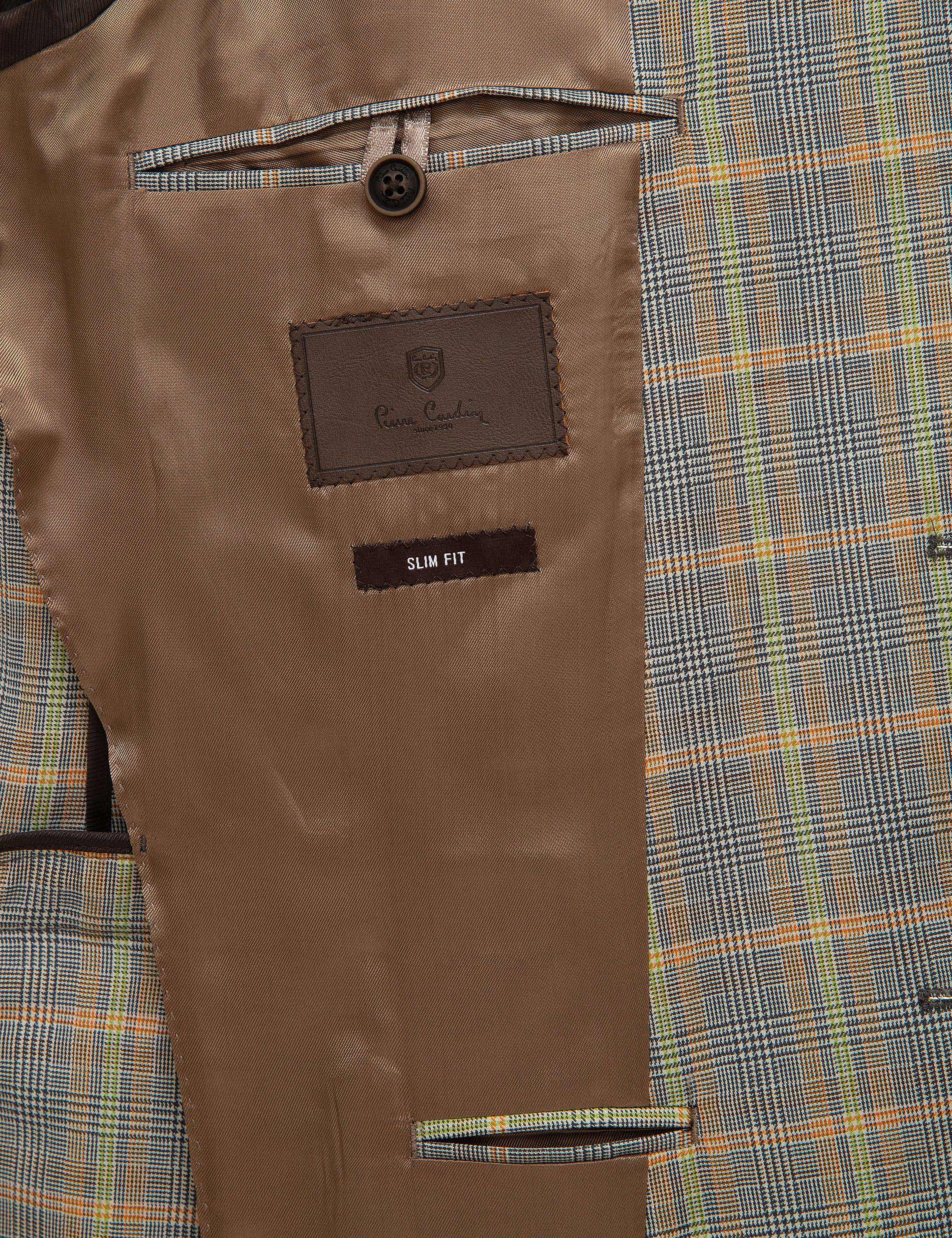 Füme Slim Fit Ekose Ceket