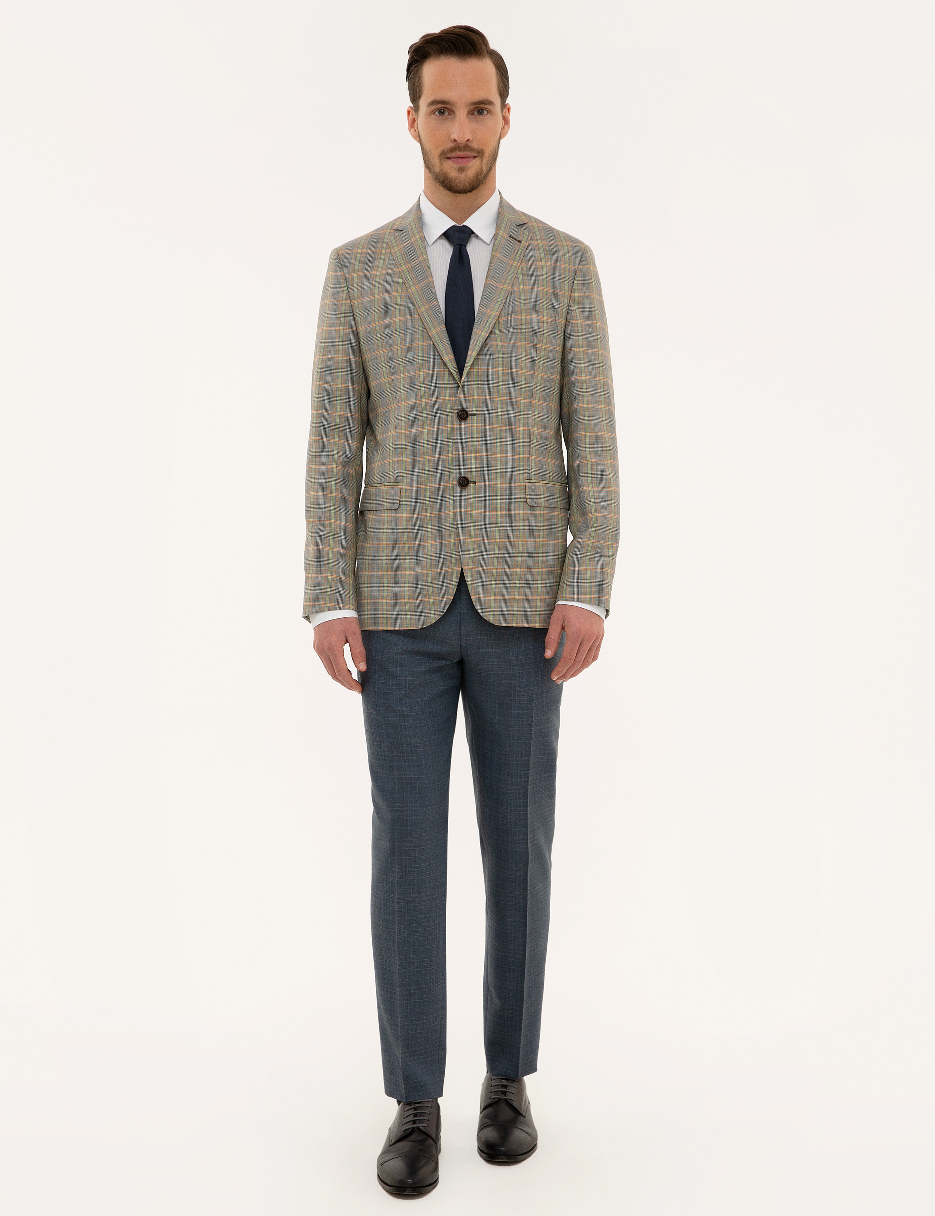 Füme Slim Fit Ekose Ceket - Image 5
