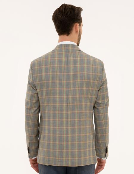 Füme Slim Fit Ekose Ceket - 50225604017