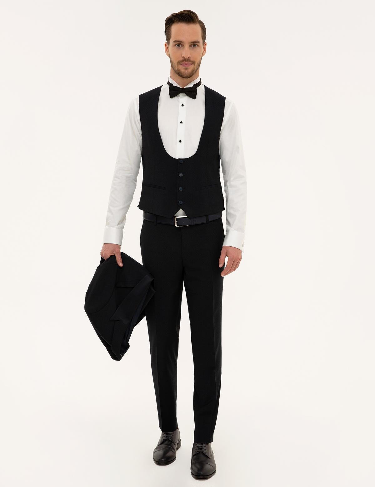 Lacivert Yelekli Ekstra Slim Fit Damatlık - 50220558044