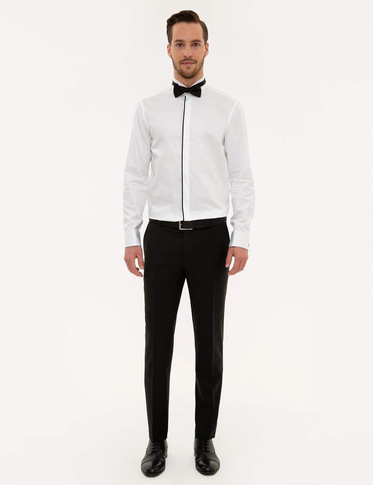 Beyaz Slim Fit Smokin Gömlek - 50222960007