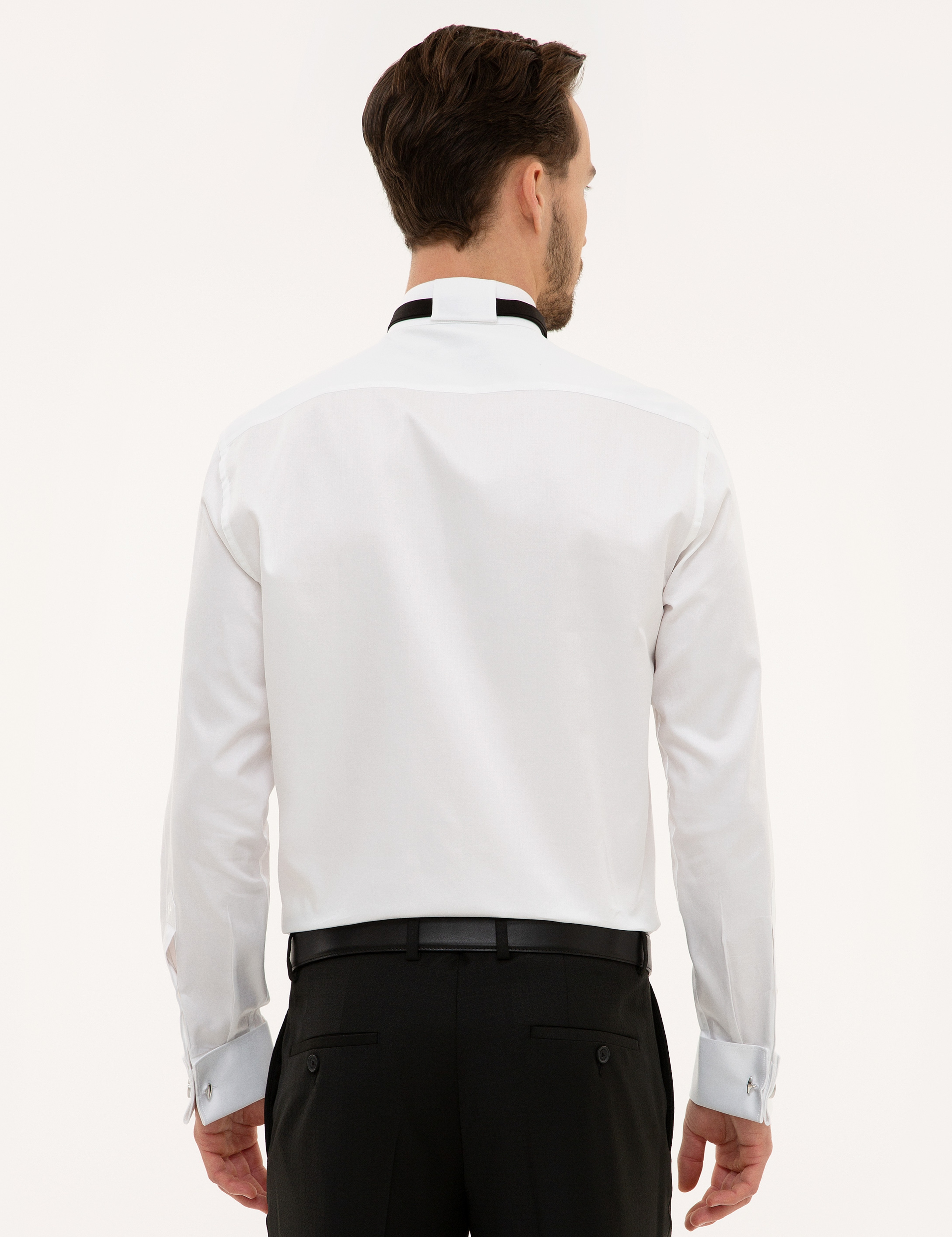 Beyaz Slim Fit Smokin Gömlek - Image 5