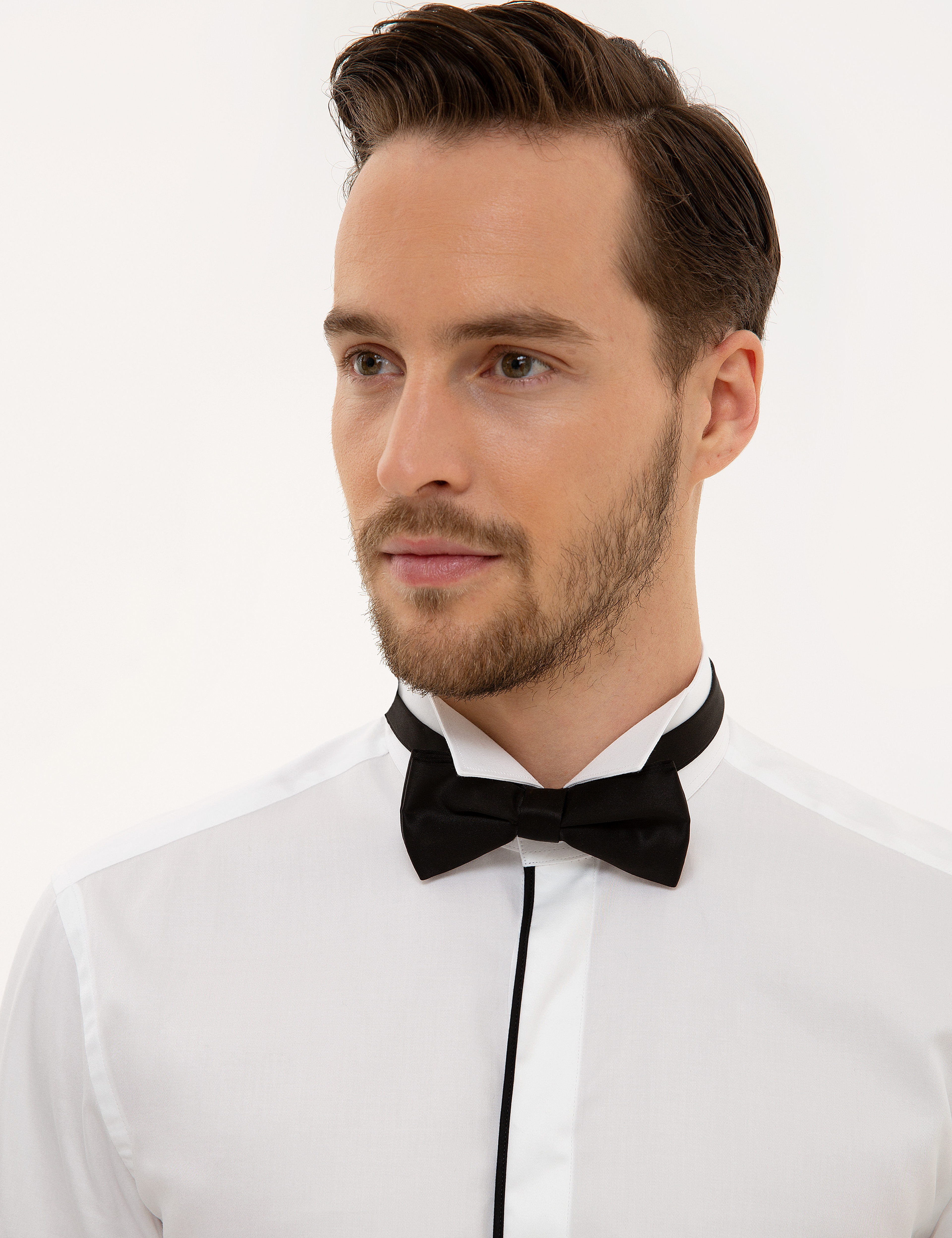 Beyaz Slim Fit Smokin Gömlek