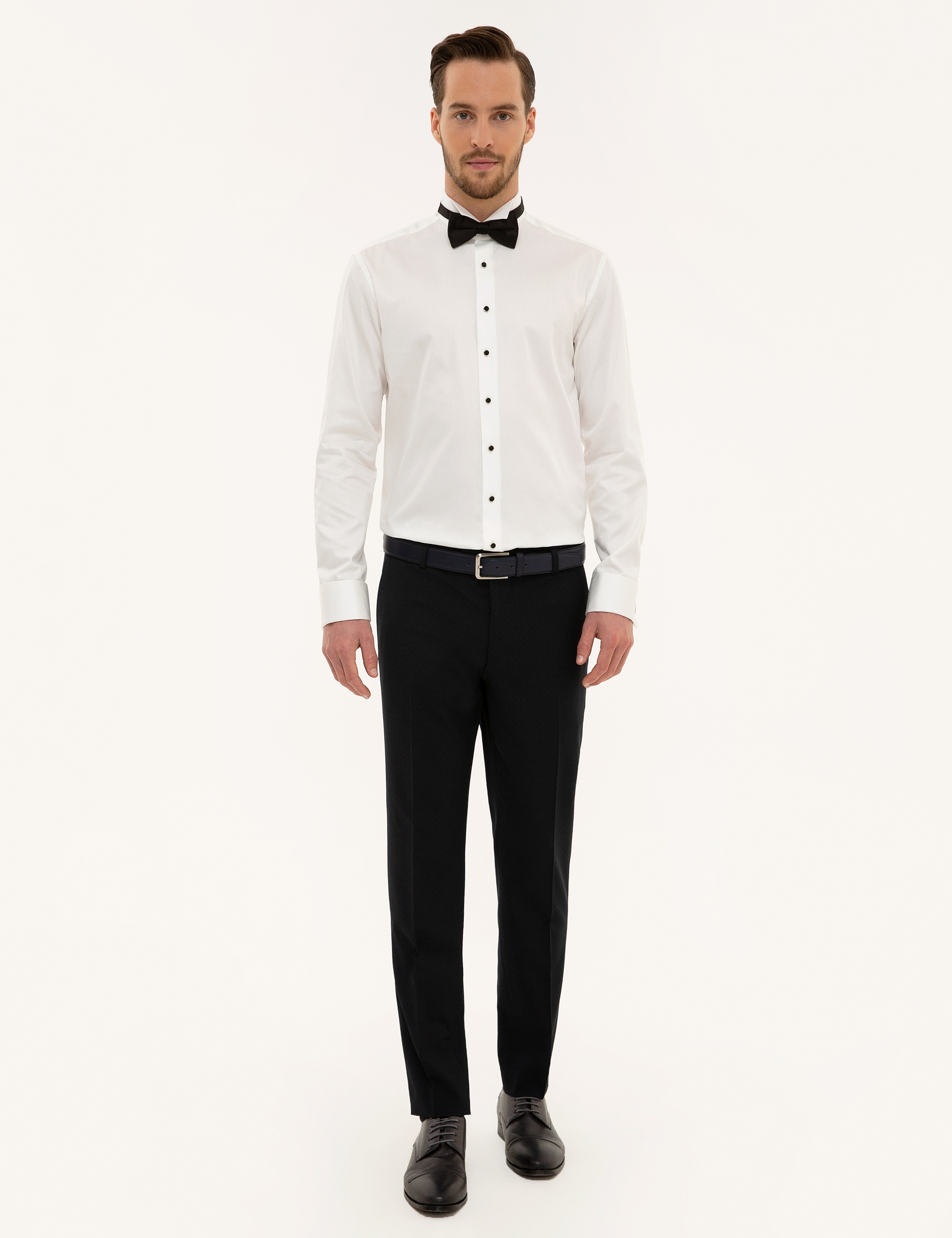 Ekru Slim Fit Smokin Gömlek - Image 4