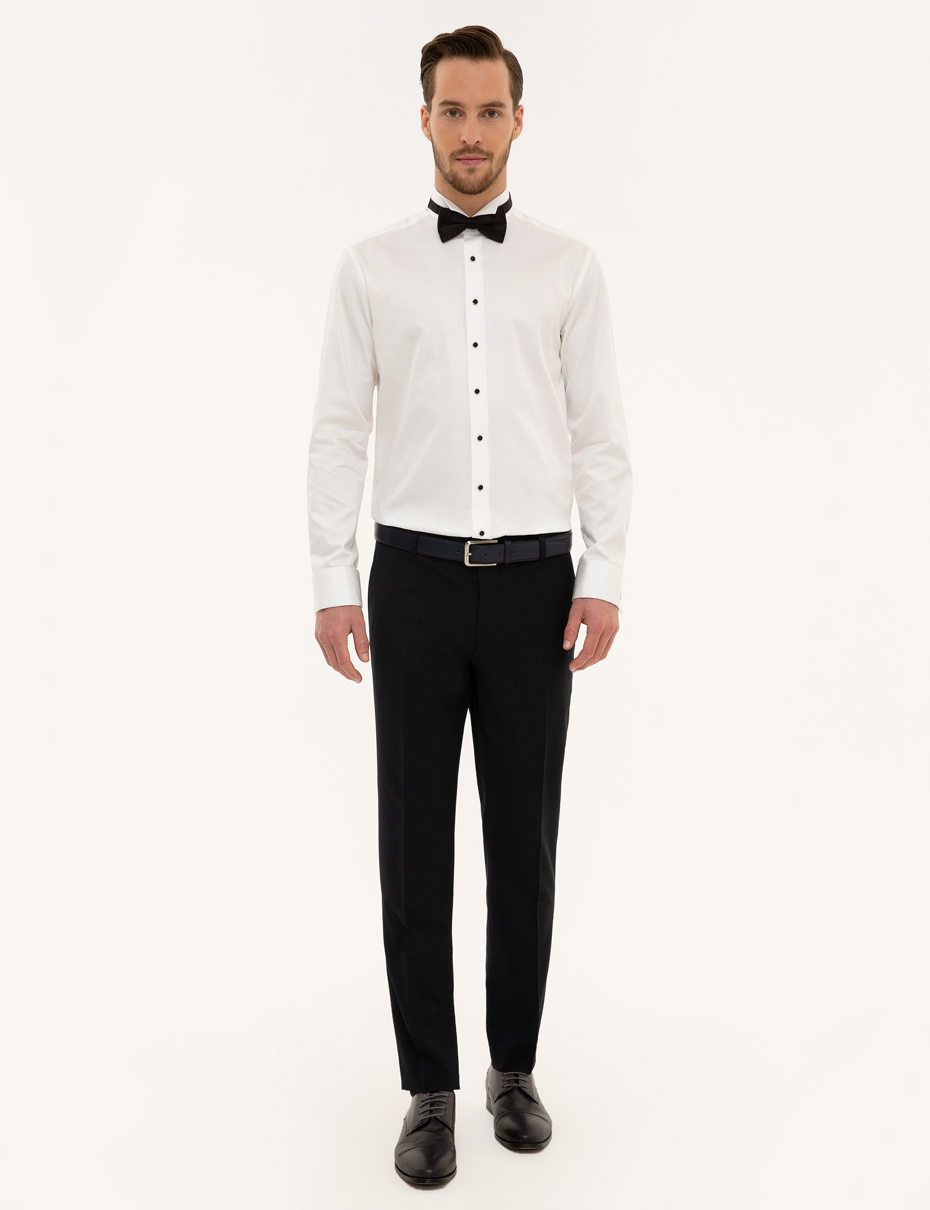 Ekru Slim Fit Smokin Gömlek