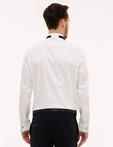 Ekru Slim Fit Smokin Gömlek