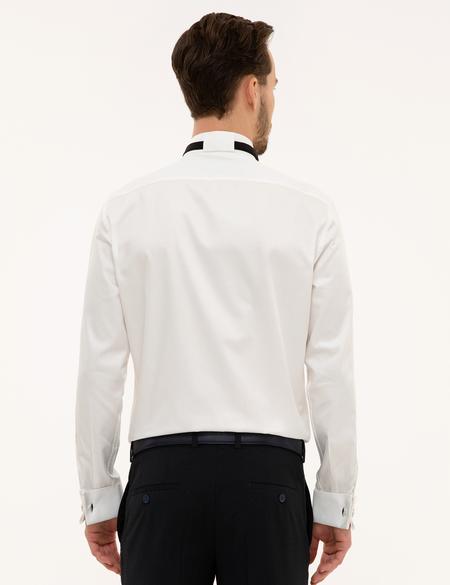 Ekru Slim Fit Smokin Gömlek - 50223080009