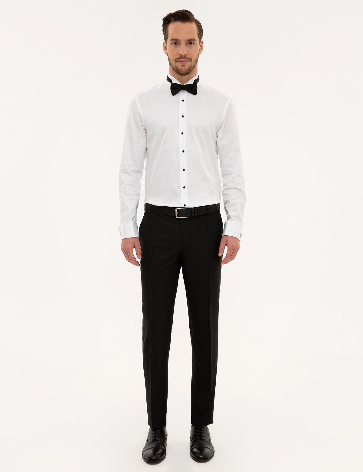 Beyaz Slim Fit Smokin Gömlek - 50223080016