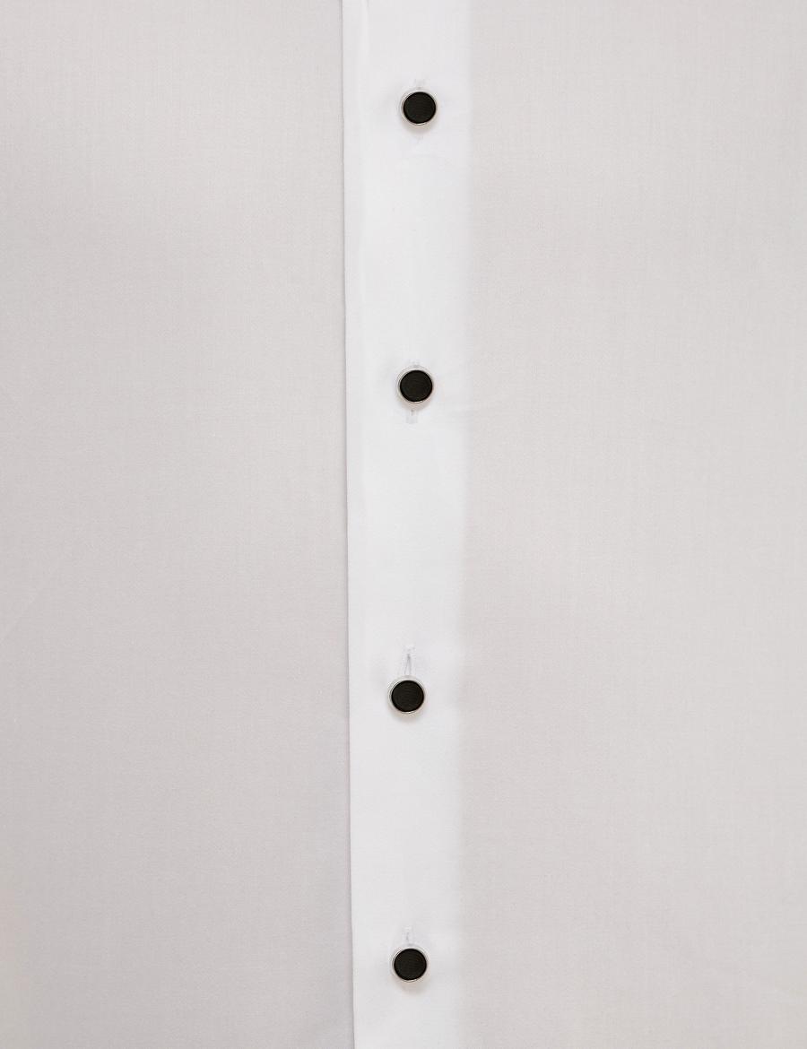 Beyaz Slim Fit Smokin Gömlek