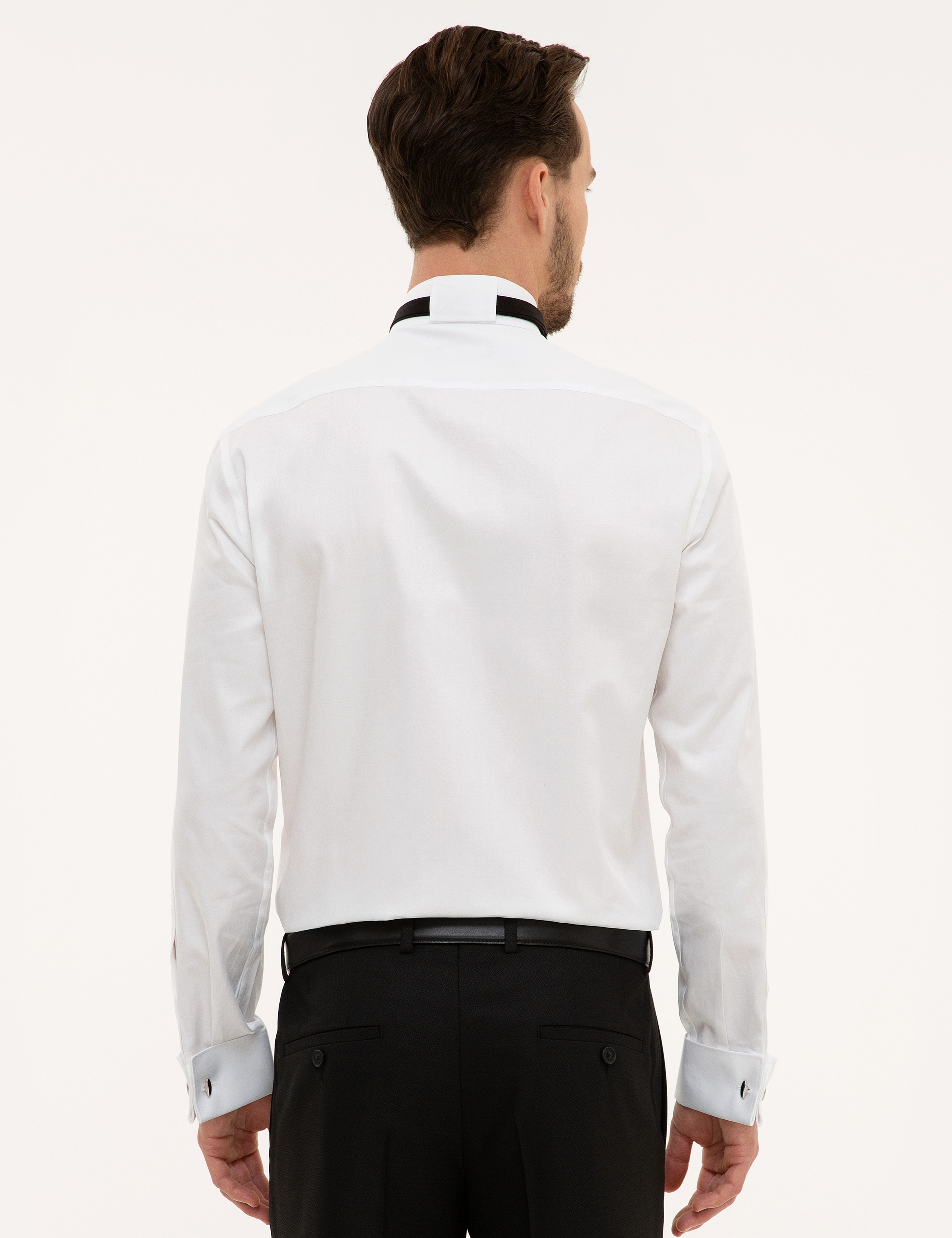 Beyaz Slim Fit Smokin Gömlek