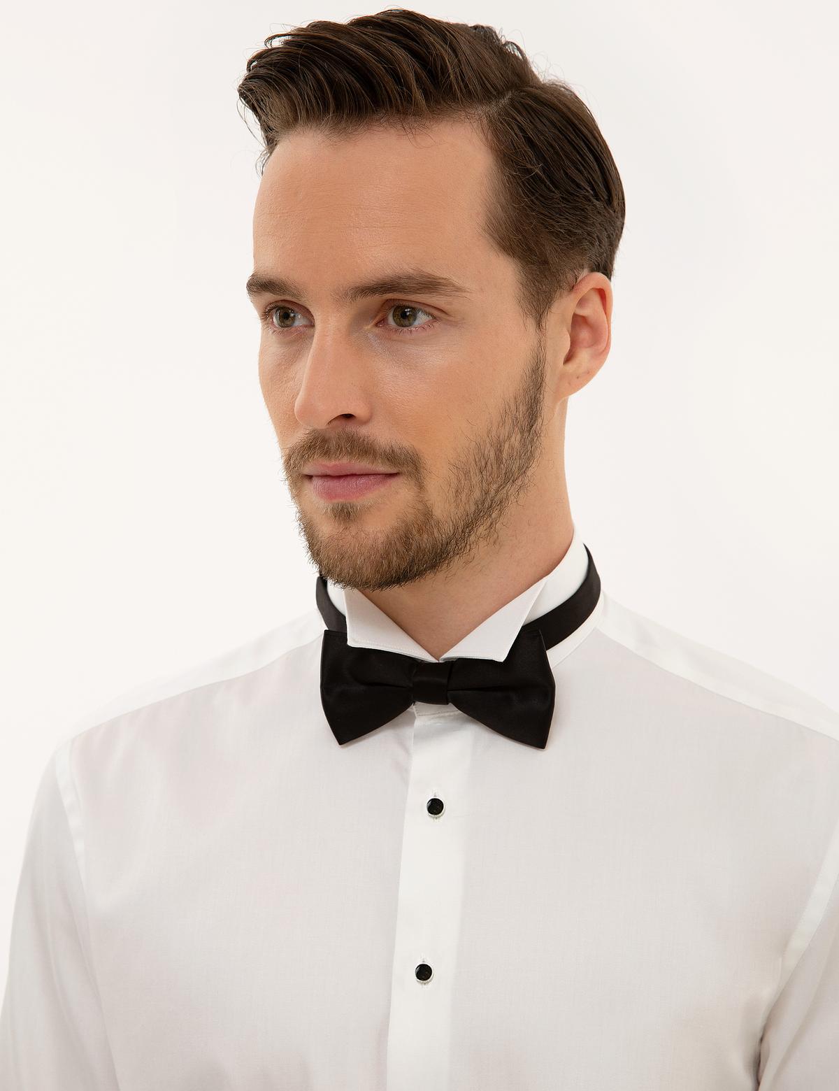 Ekru Slim Fit Smokin Gömlek - 50223080009