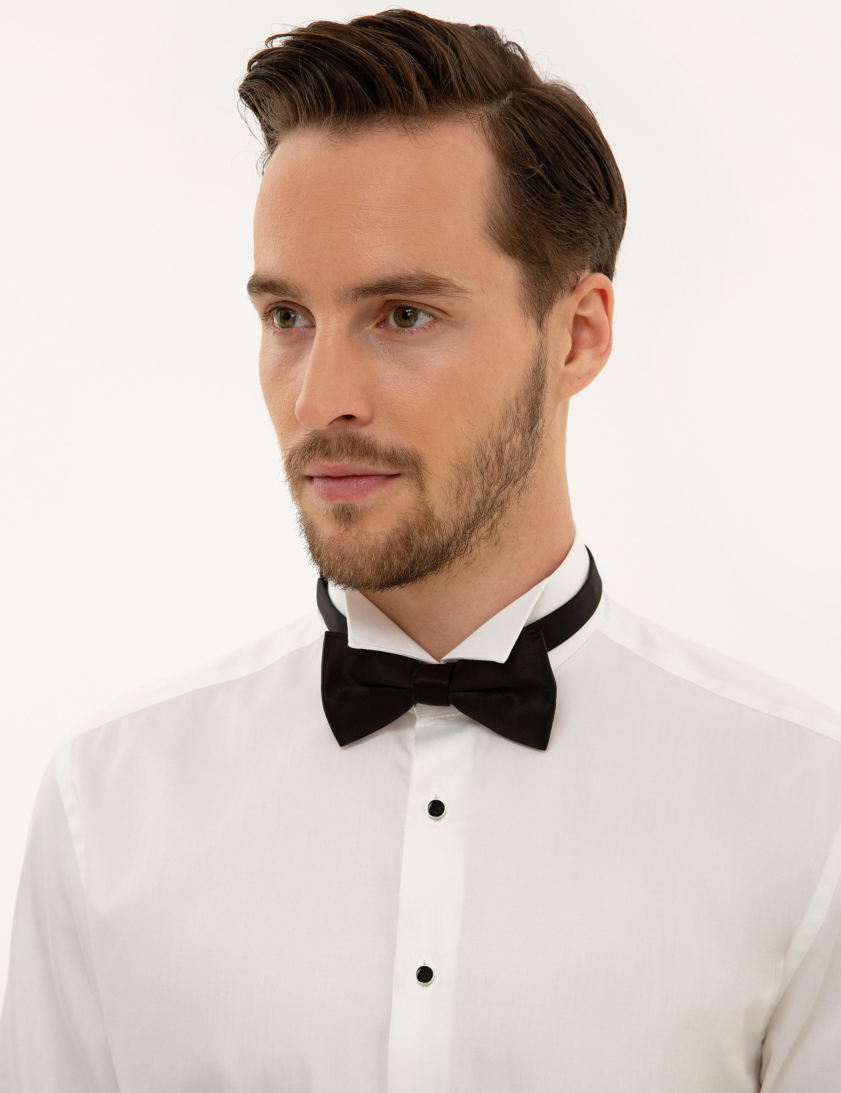 Ekru Slim Fit Smokin Gömlek