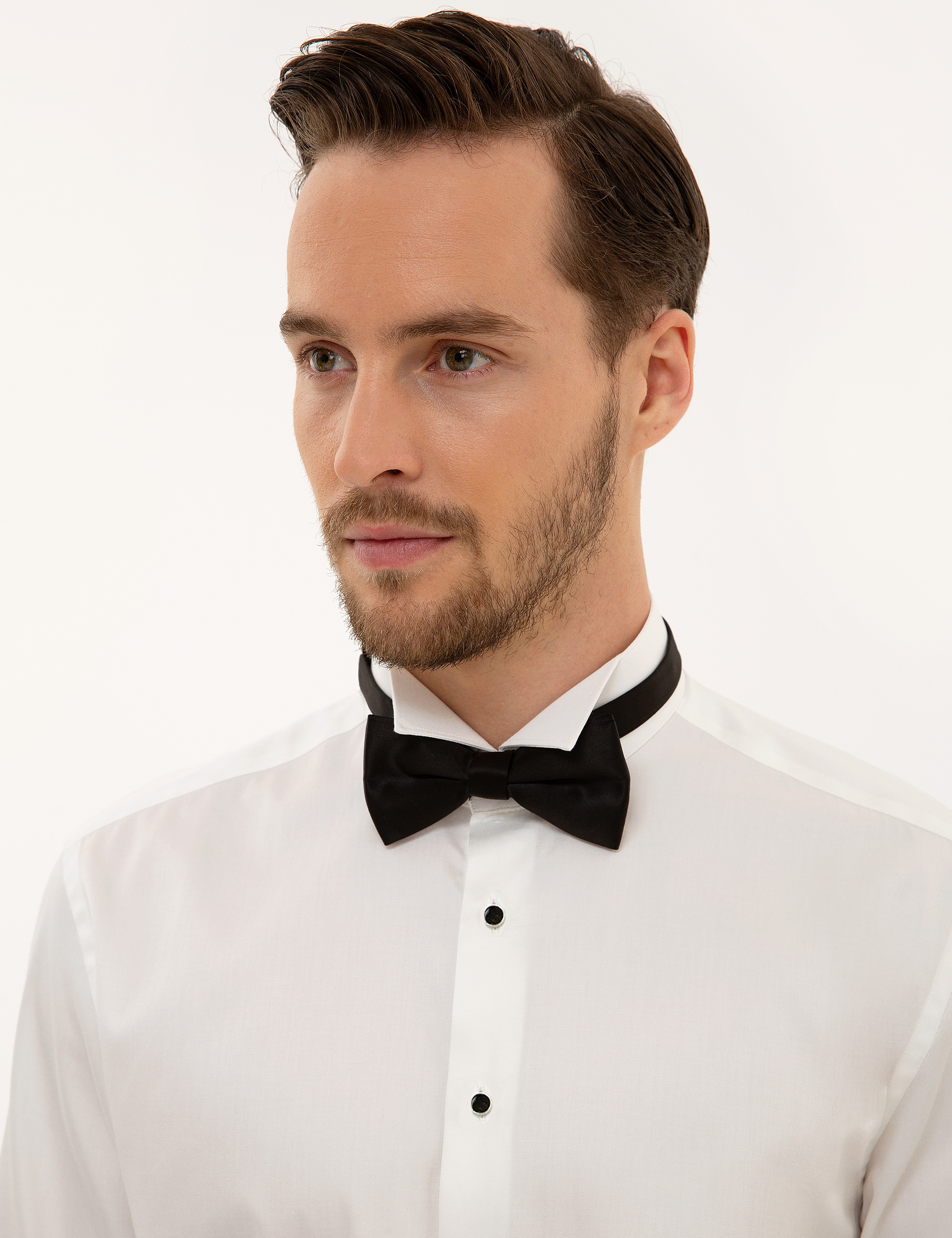 Ekru Slim Fit Smokin Gömlek - Image 2