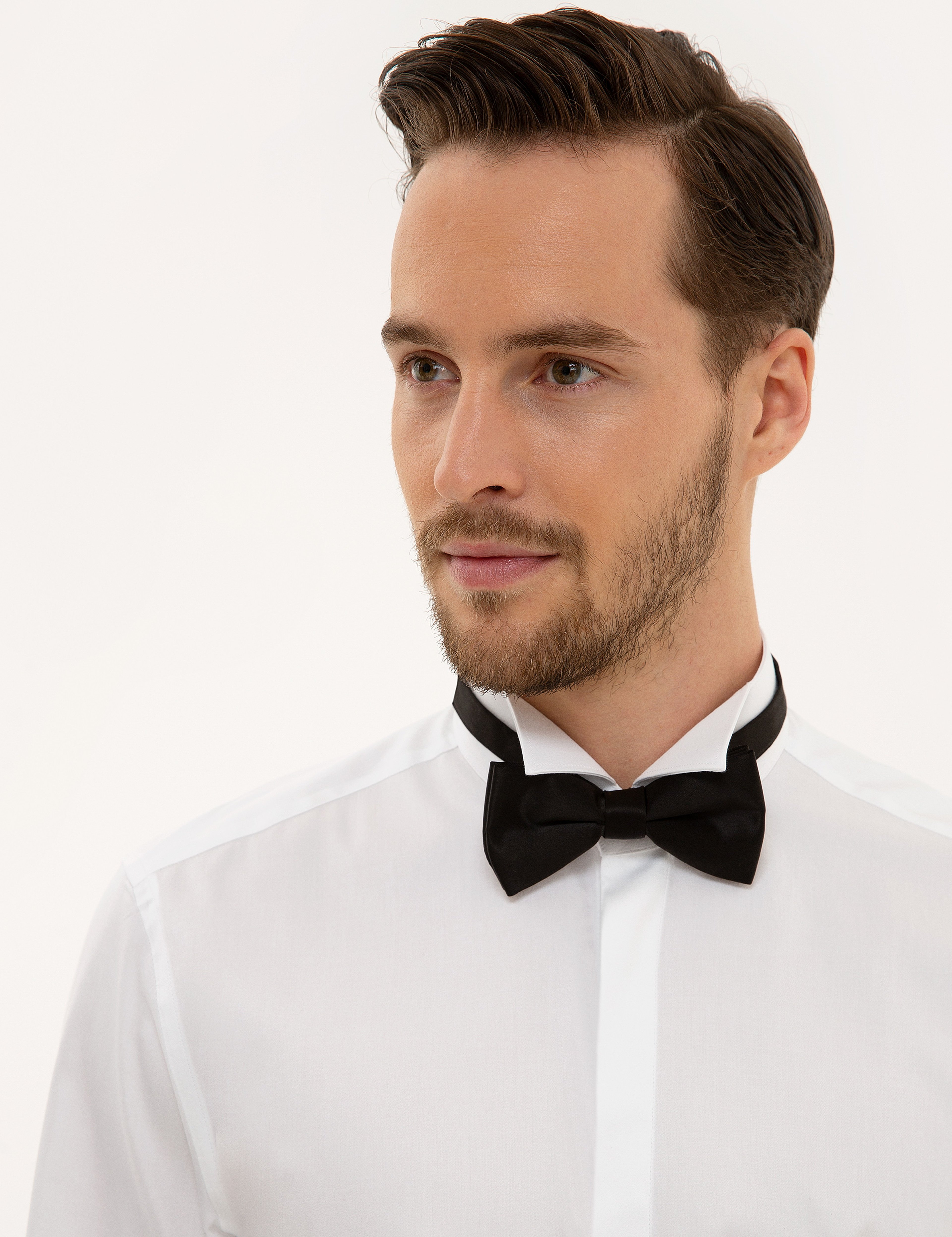Beyaz Slim Fit Smokin Gömlek - Image 1