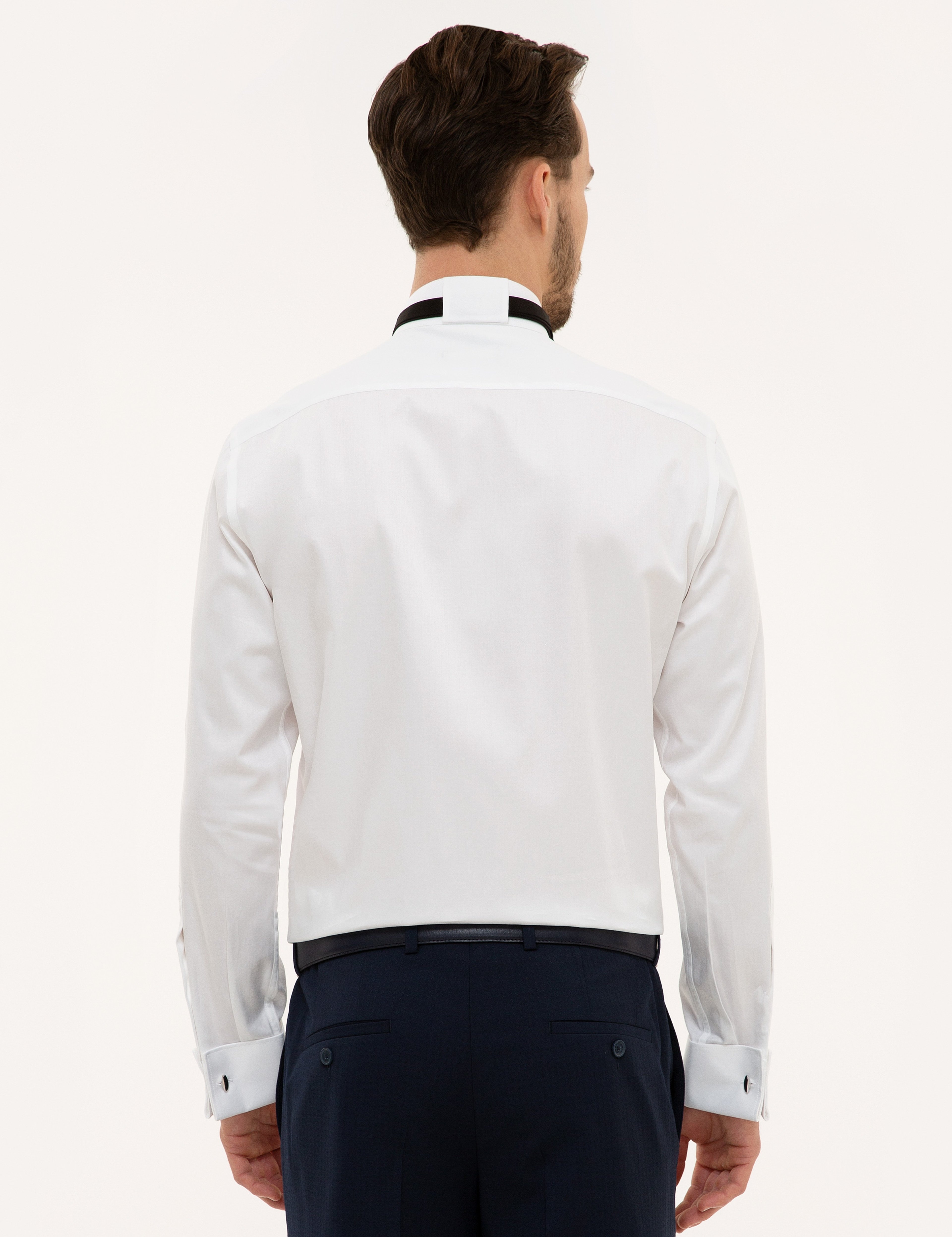 Beyaz Slim Fit Smokin Gömlek - Image 3
