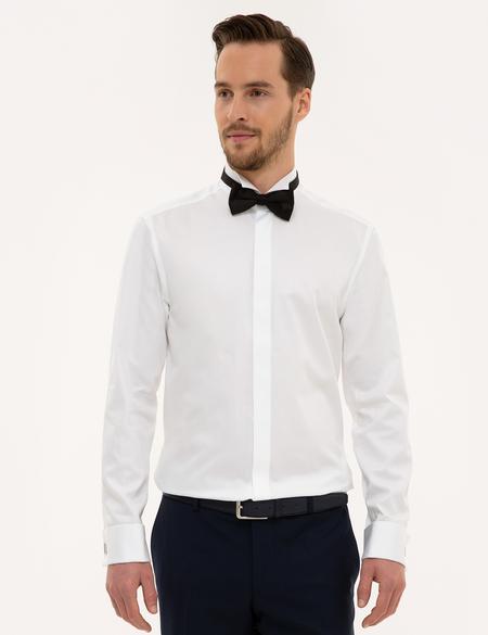 Beyaz Slim Fit Smokin Gömlek - 50223104005