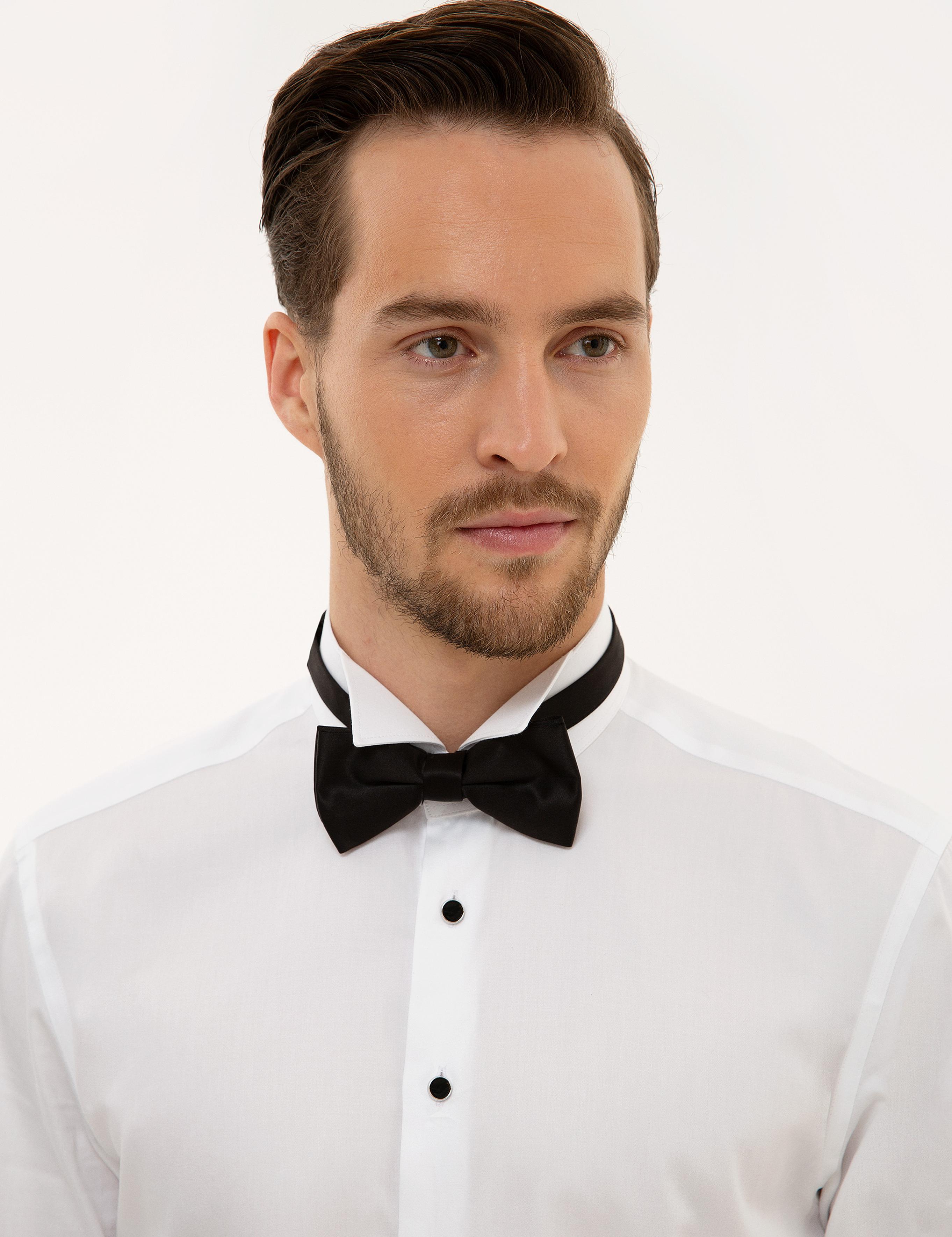 Beyaz Slim Fit Smokin Gömlek