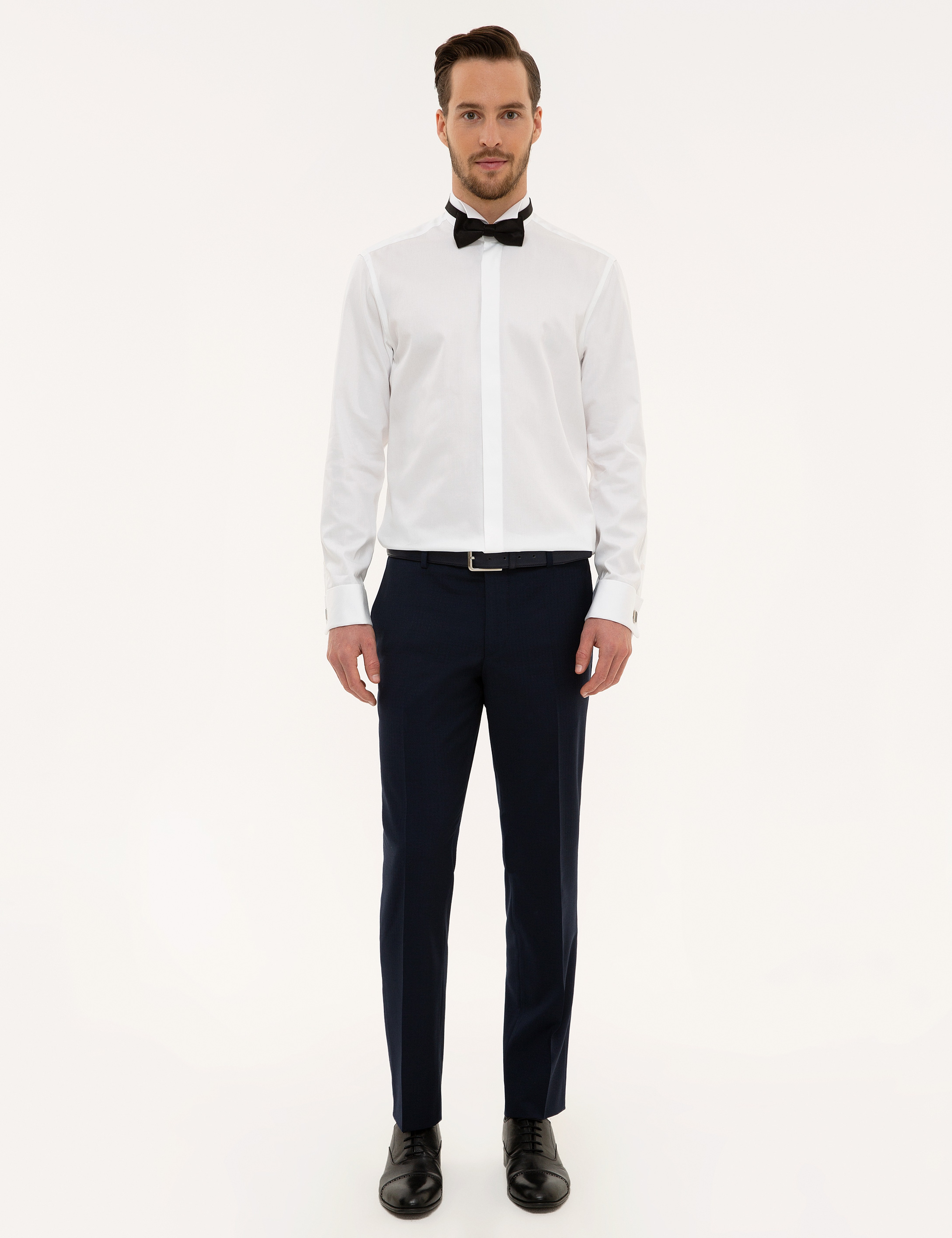 Beyaz Slim Fit Smokin Gömlek