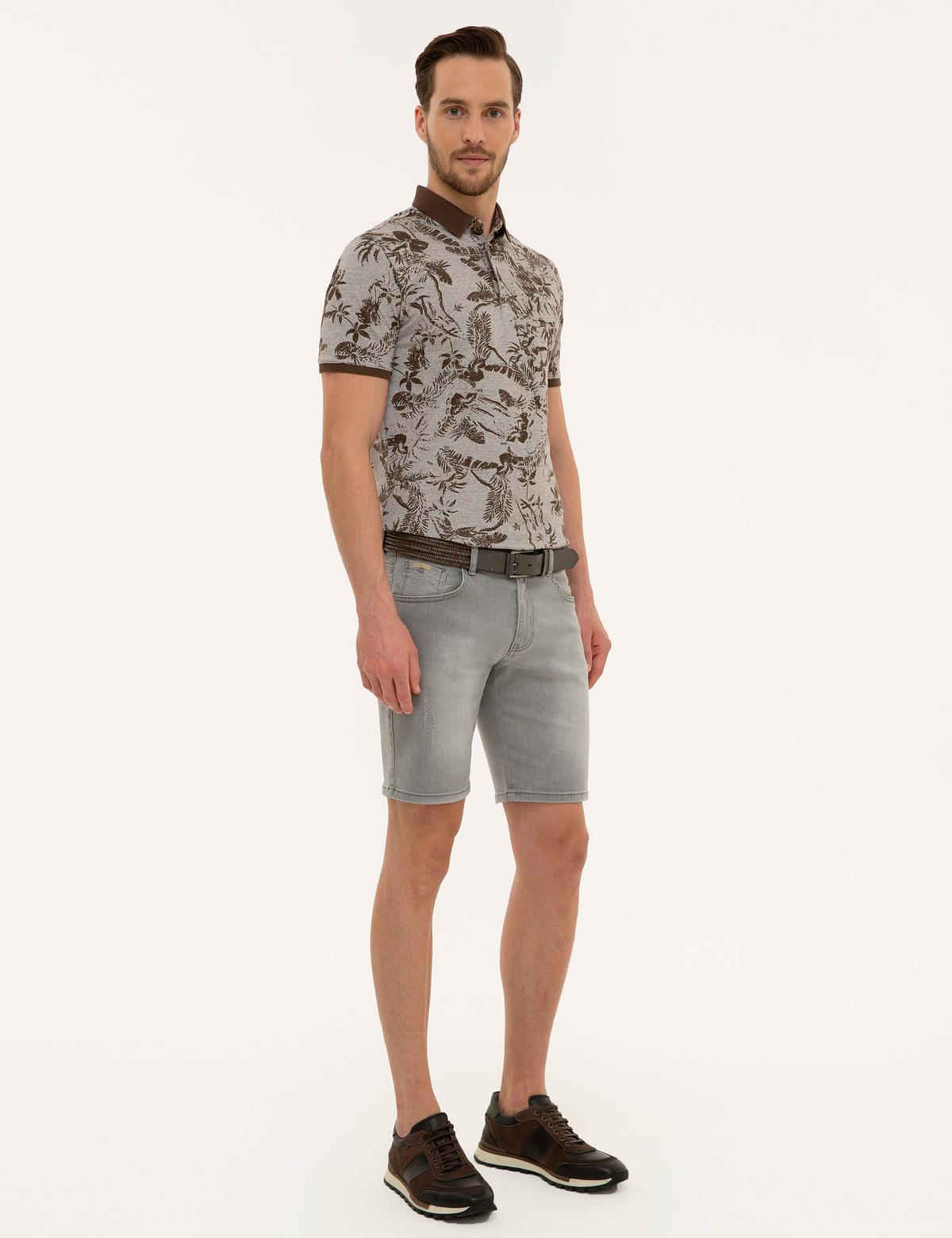 Açık Gri Standart Fit Jean Şort - 50220574015