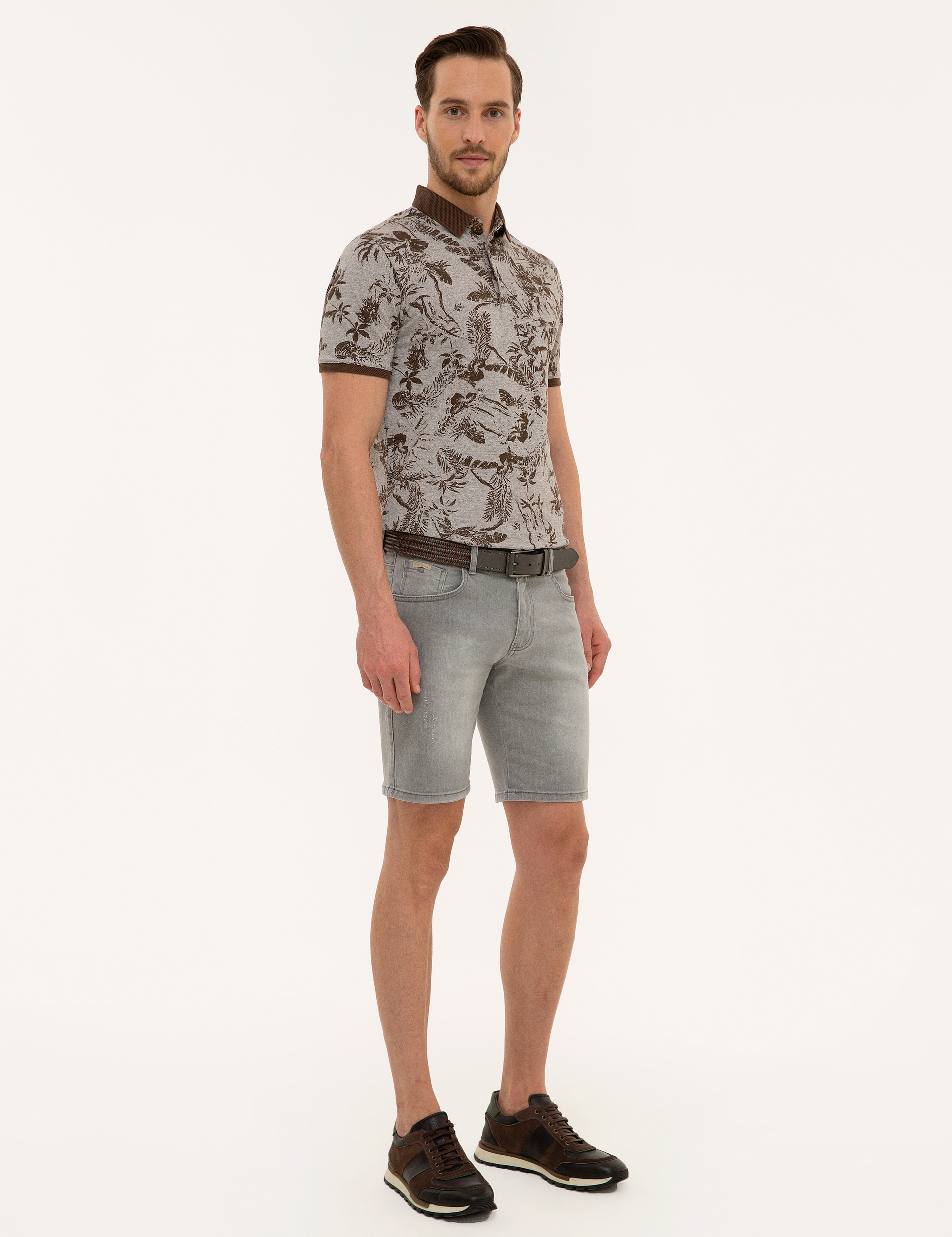 Açık Gri Standart Fit Jean Şort - Image 2