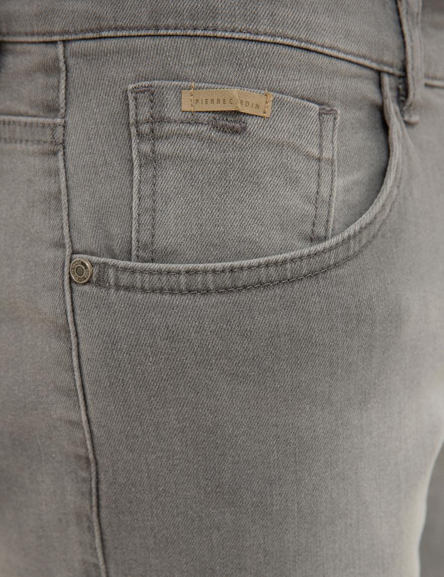 Açık Gri Standart Fit Jean Şort