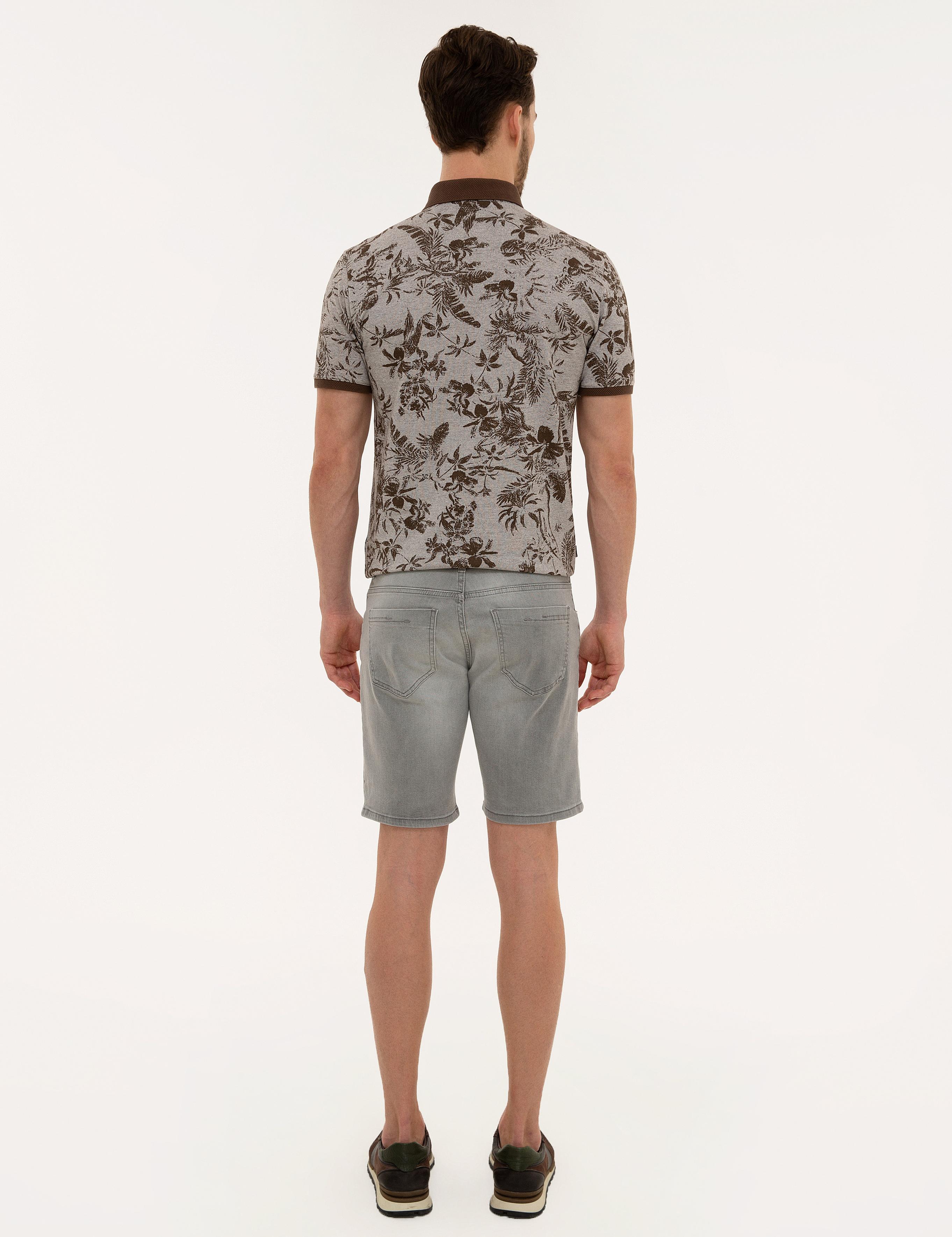 Açık Gri Standart Fit Jean Şort