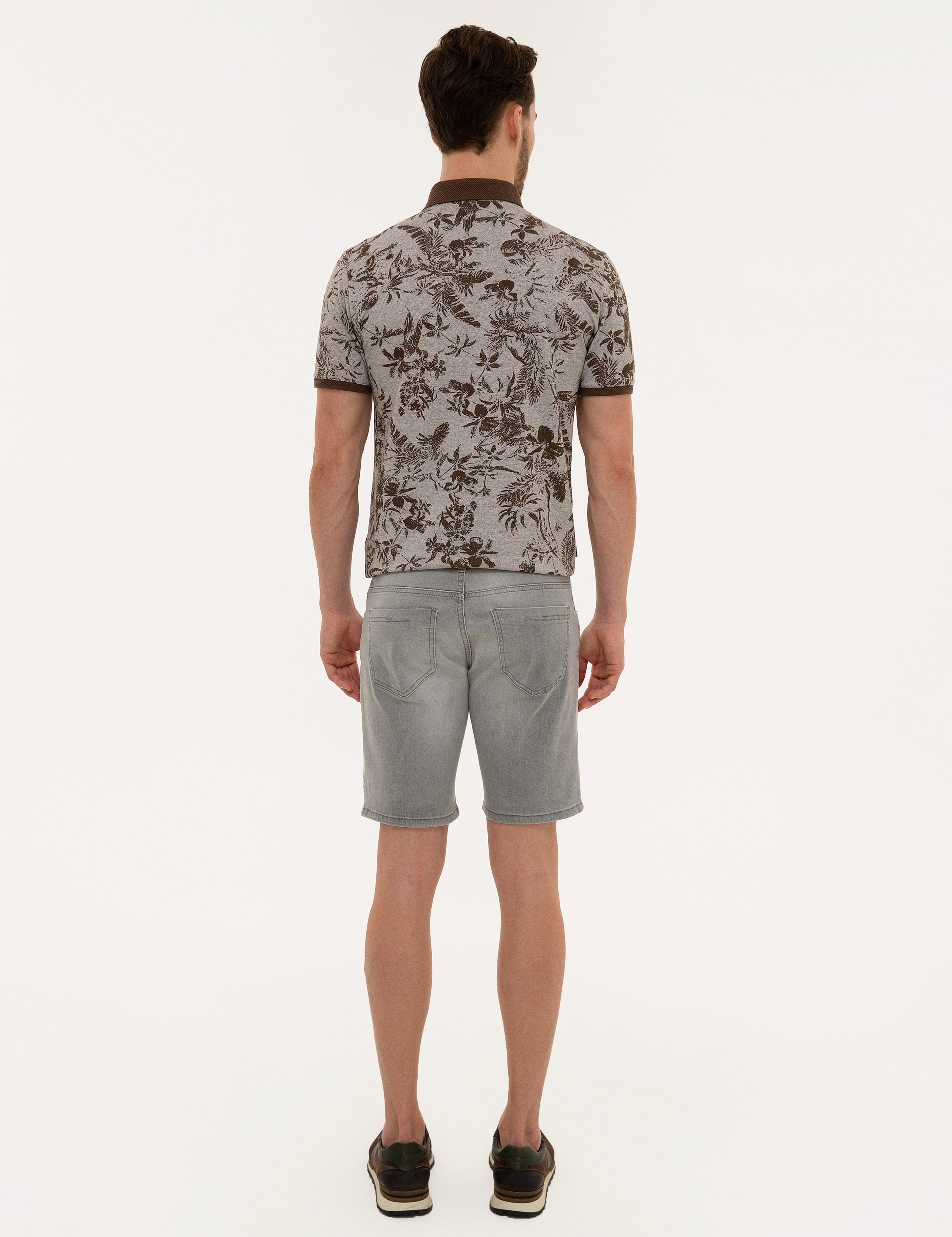 Açık Gri Standart Fit Jean Şort - Image 3