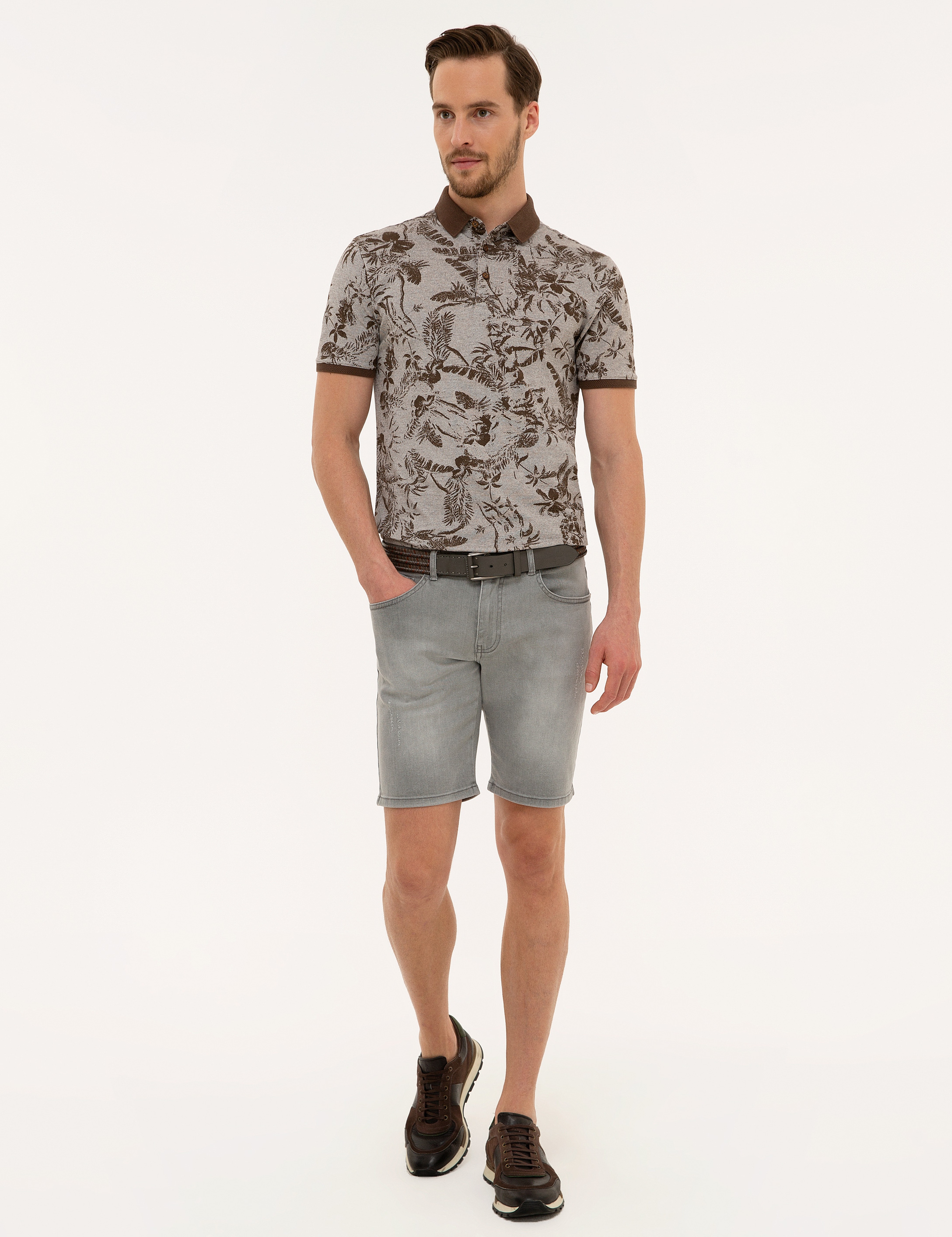 Açık Gri Standart Fit Jean Şort - Image 1