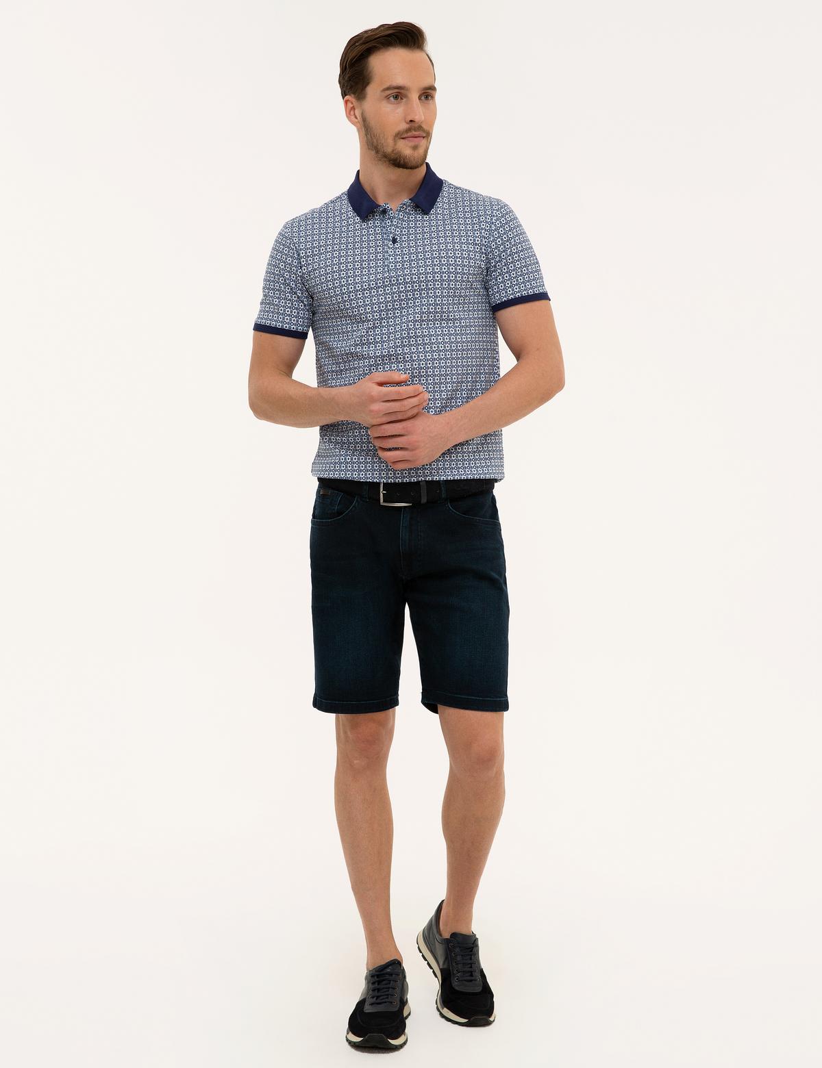 Lacivert Standart Fit Jean Şort