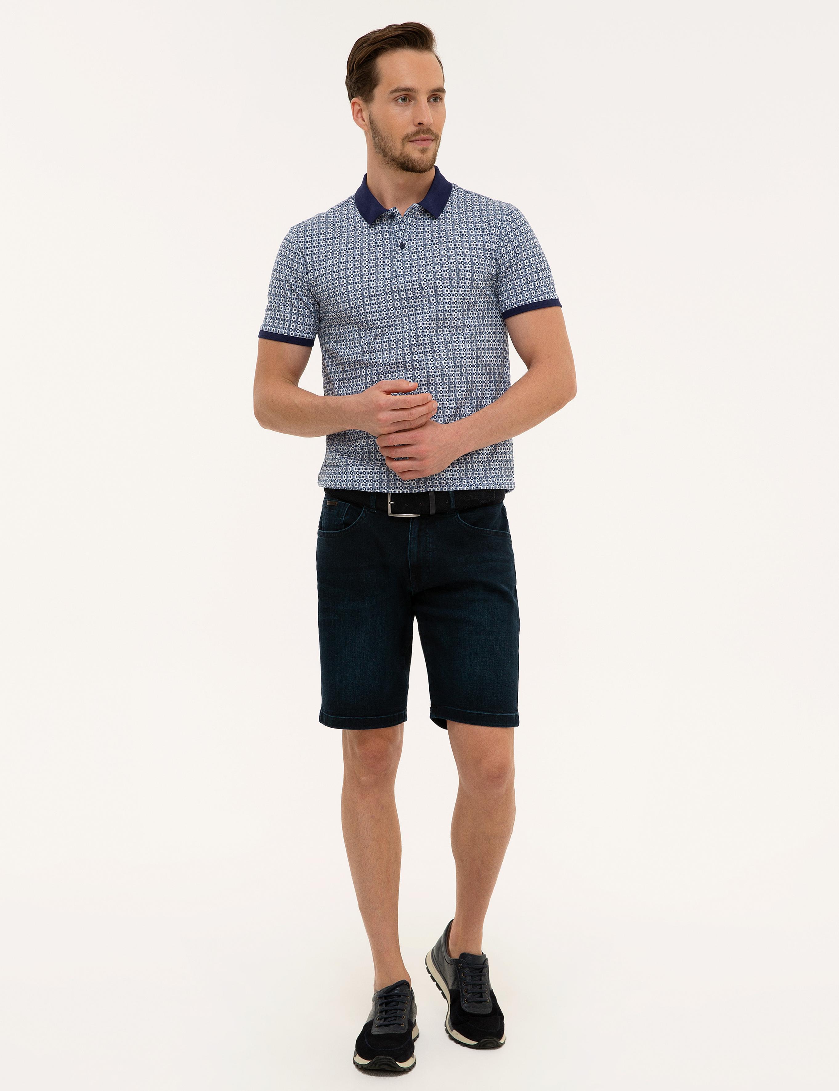 Lacivert Standart Fit Jean Şort