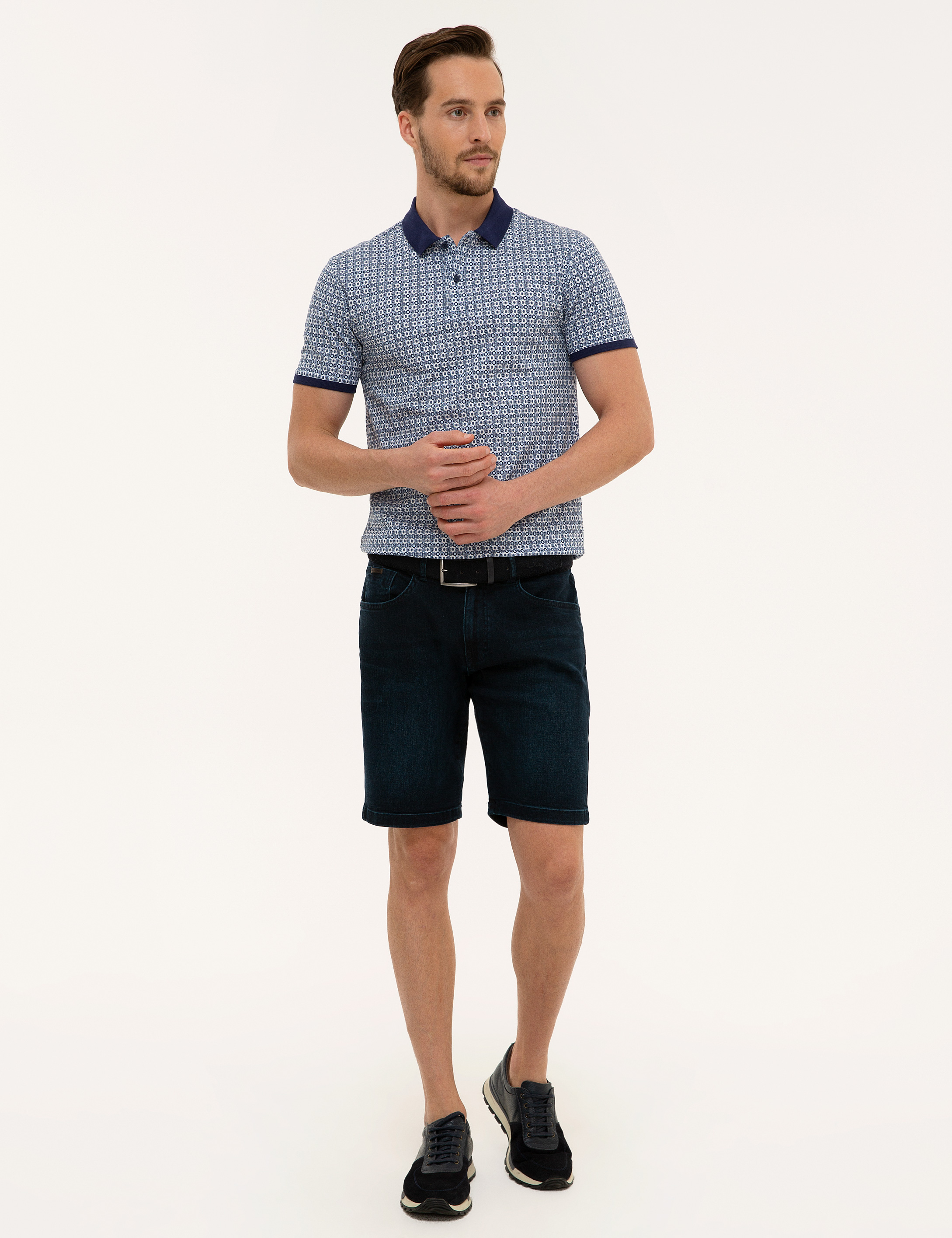 Lacivert Standart Fit Jean Şort