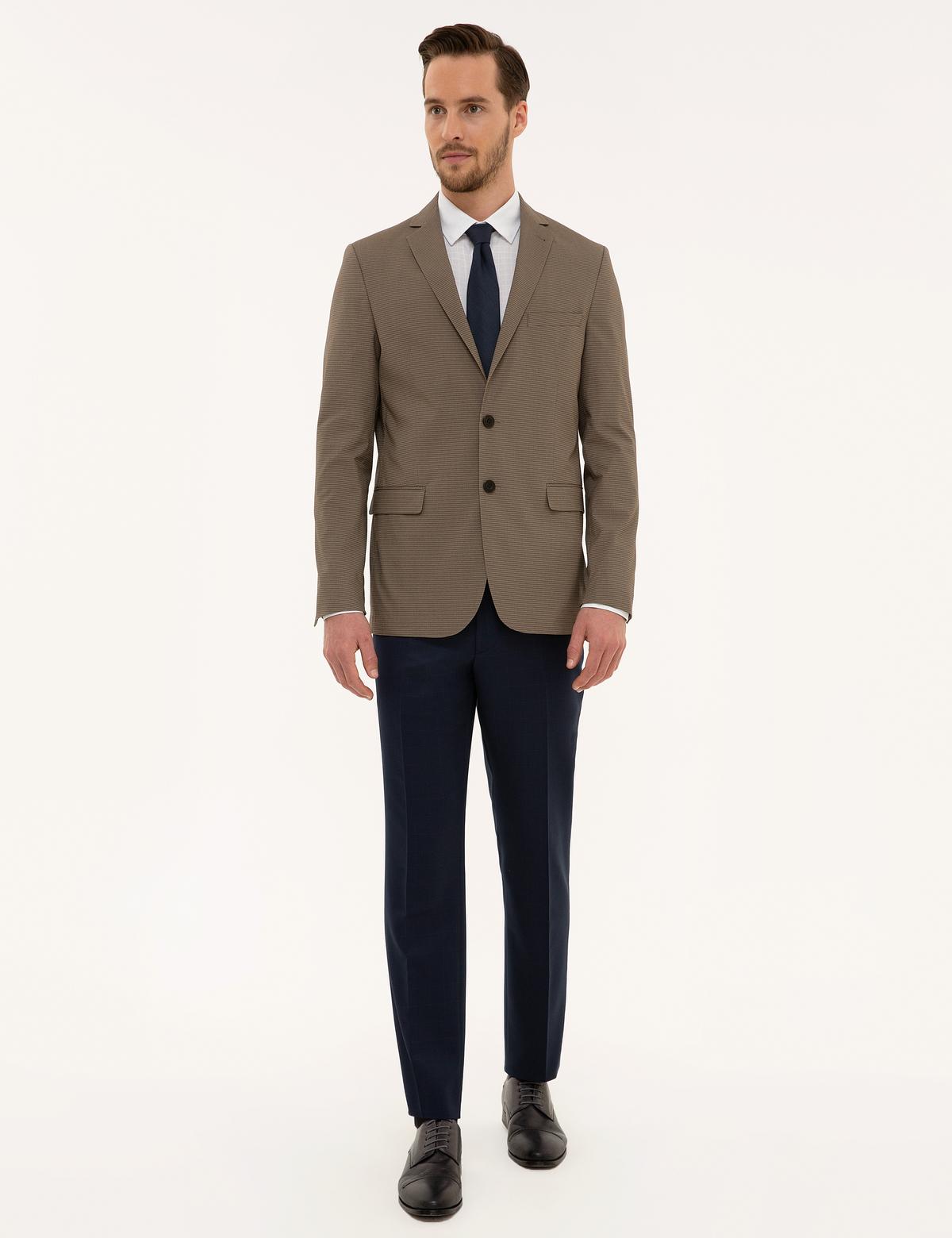 Kahverengi Slim Fit Ceket - 50225545008