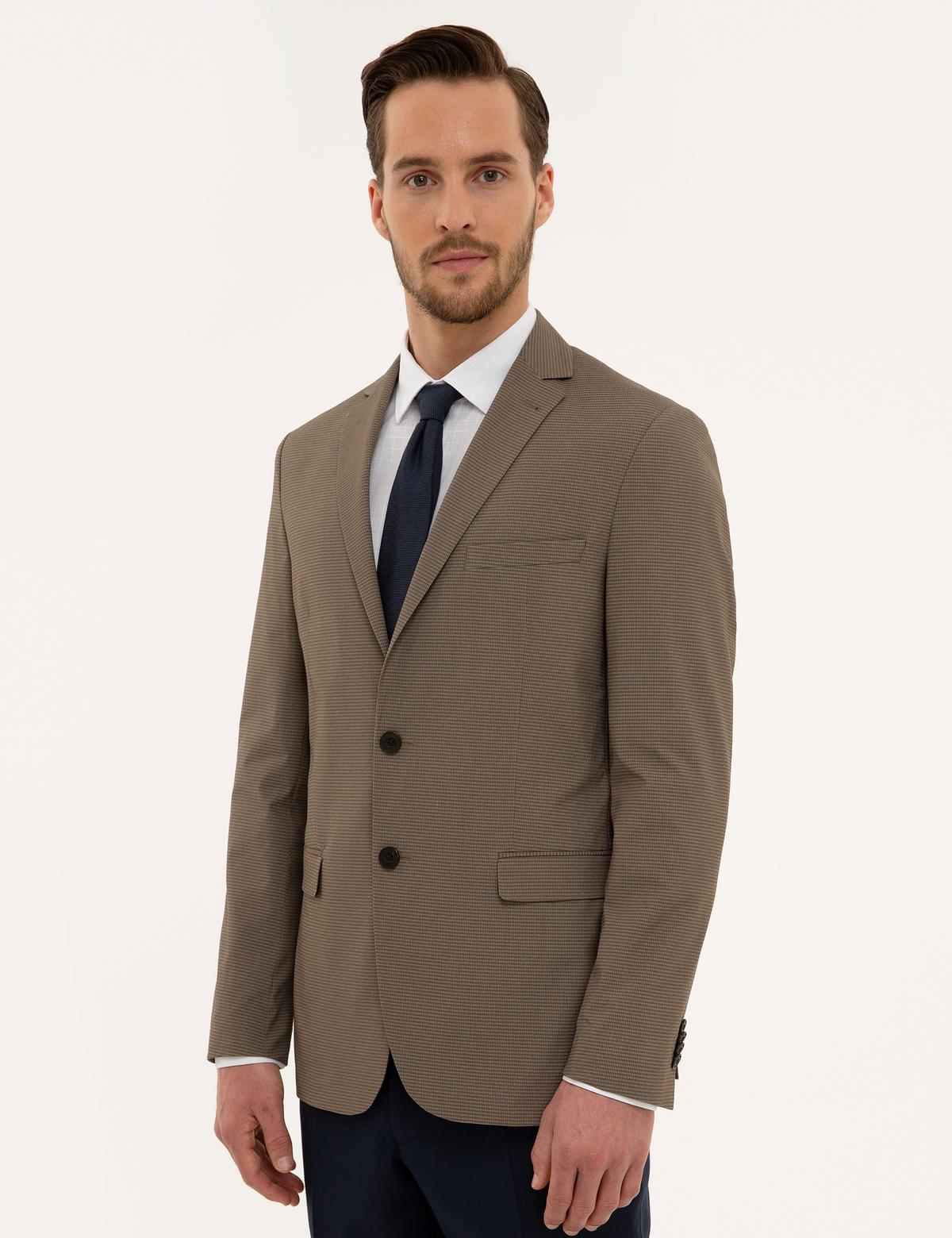 Kahverengi Slim Fit Ceket - 50225545008