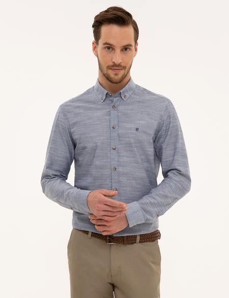 Lacivert Slim Fit Uzun Kollu Gömlek - 50223637019