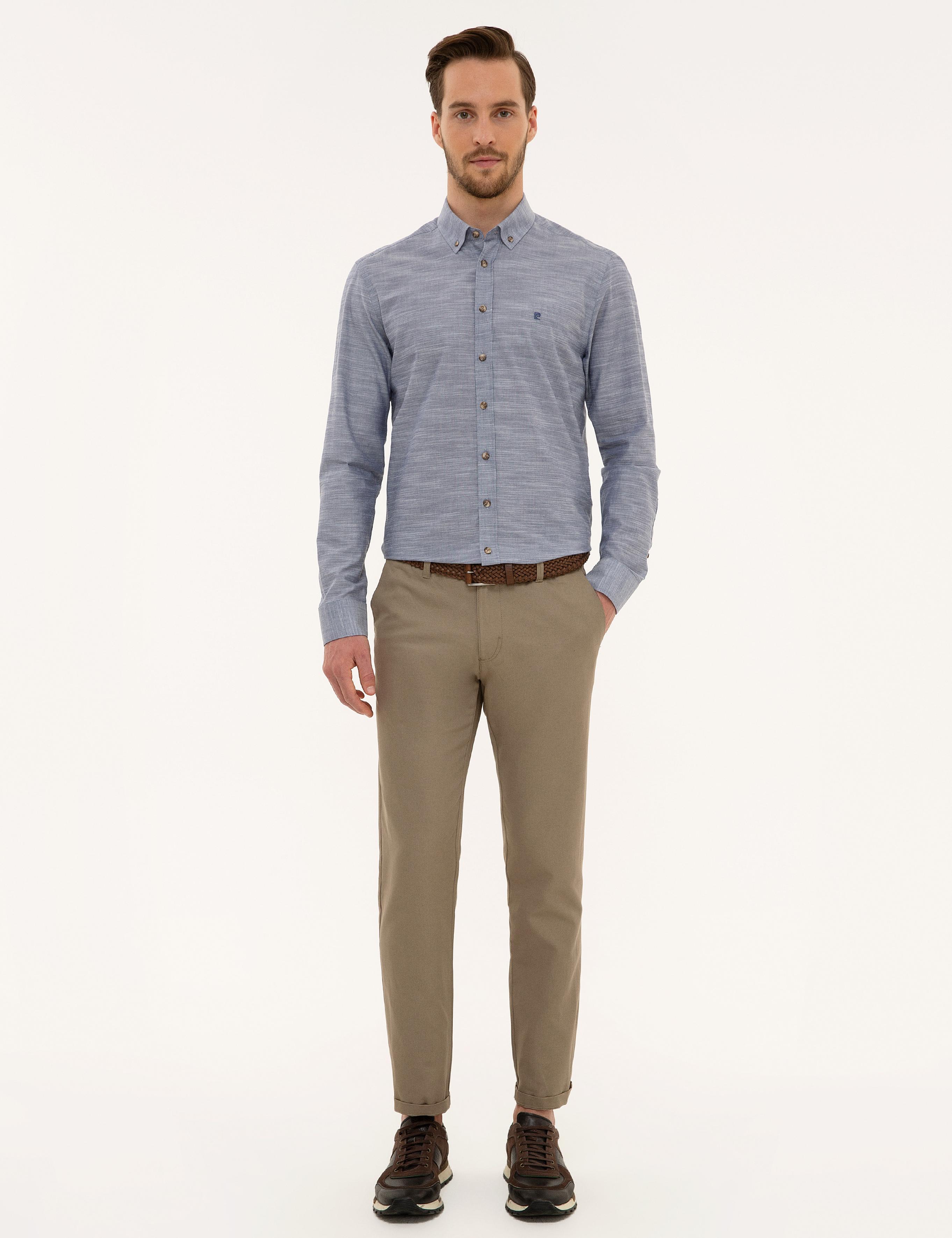 Lacivert Slim Fit Uzun Kollu Gömlek