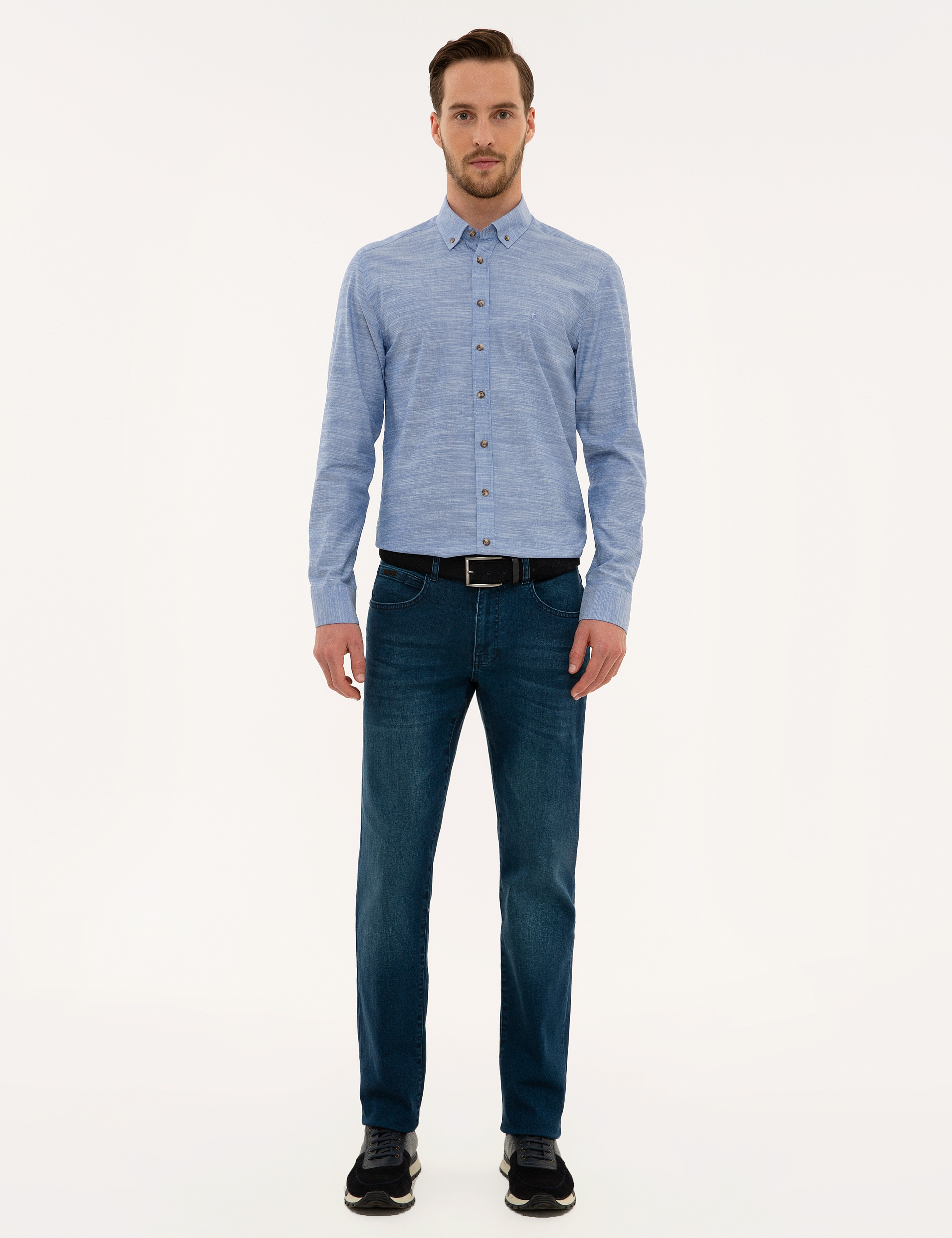 Mavi Slim Fit Gömlek - Image 4