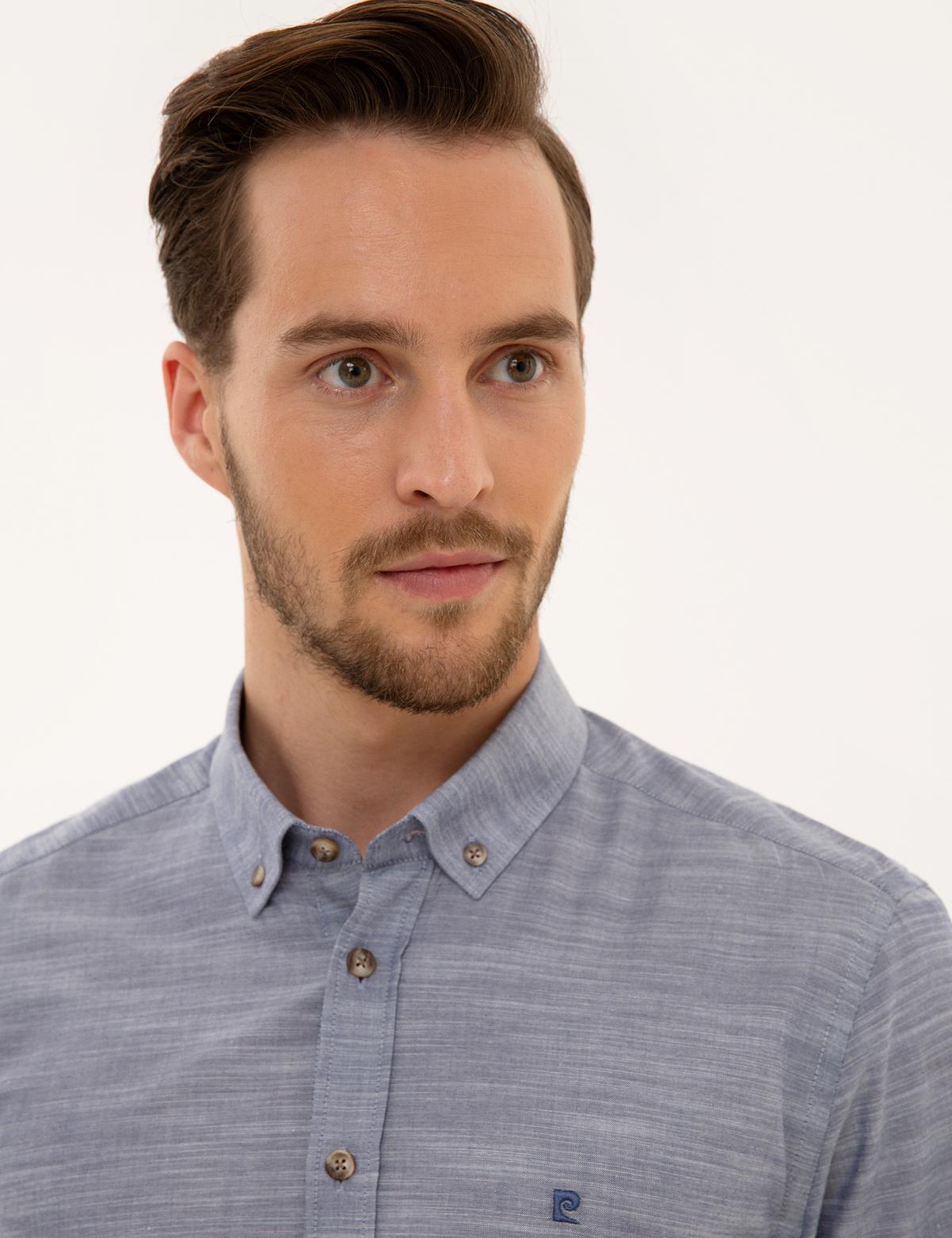 Lacivert Slim Fit Uzun Kollu Gömlek - 50223637019